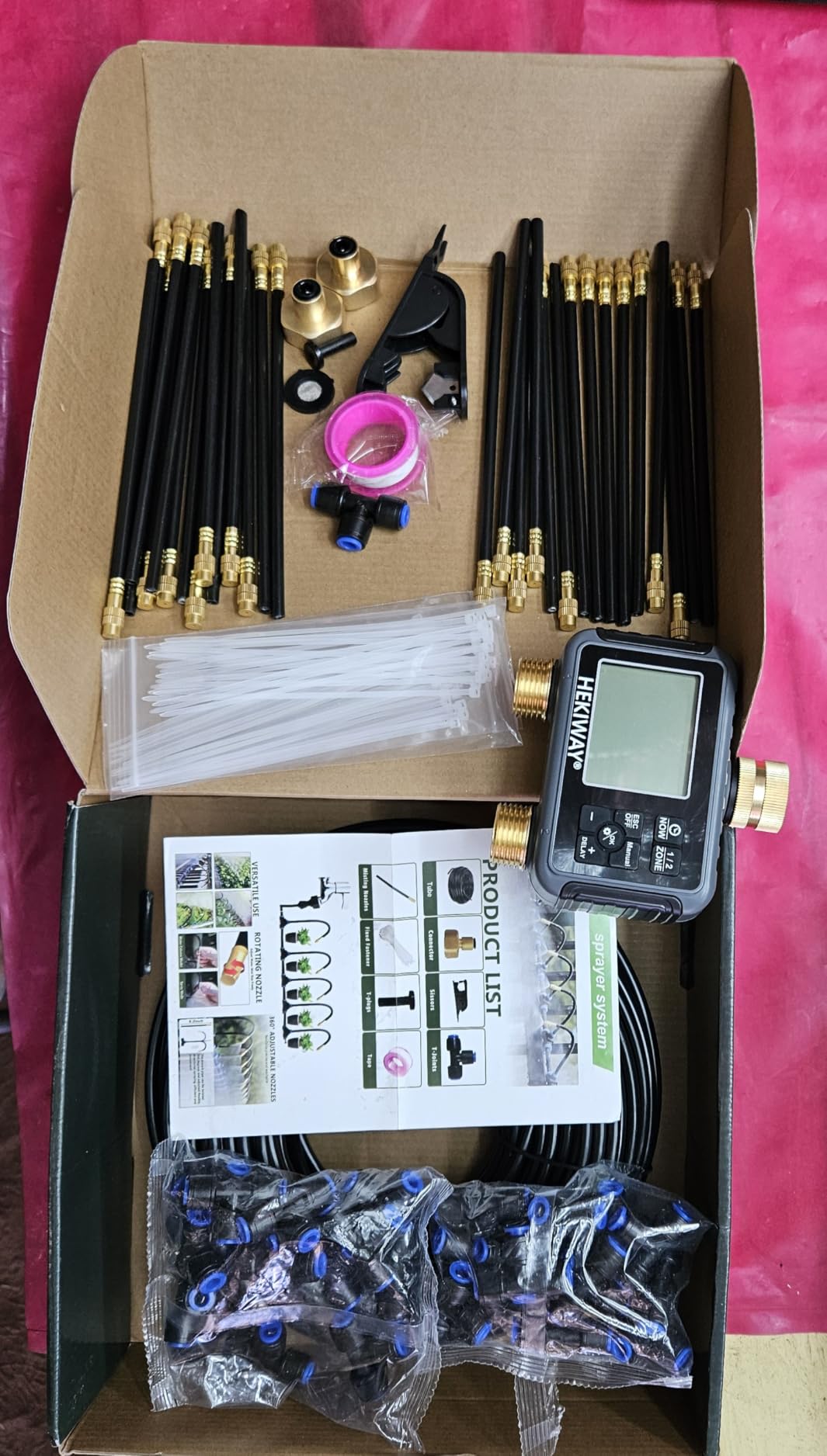 120FT Drip Irrigation System with Smart Water Timer | Dual Metal Tube Design with Brass Connectors, Adjustable Nozzles and Bendable Tubing for Garden, Greenhouse and Lawn customer photo 1