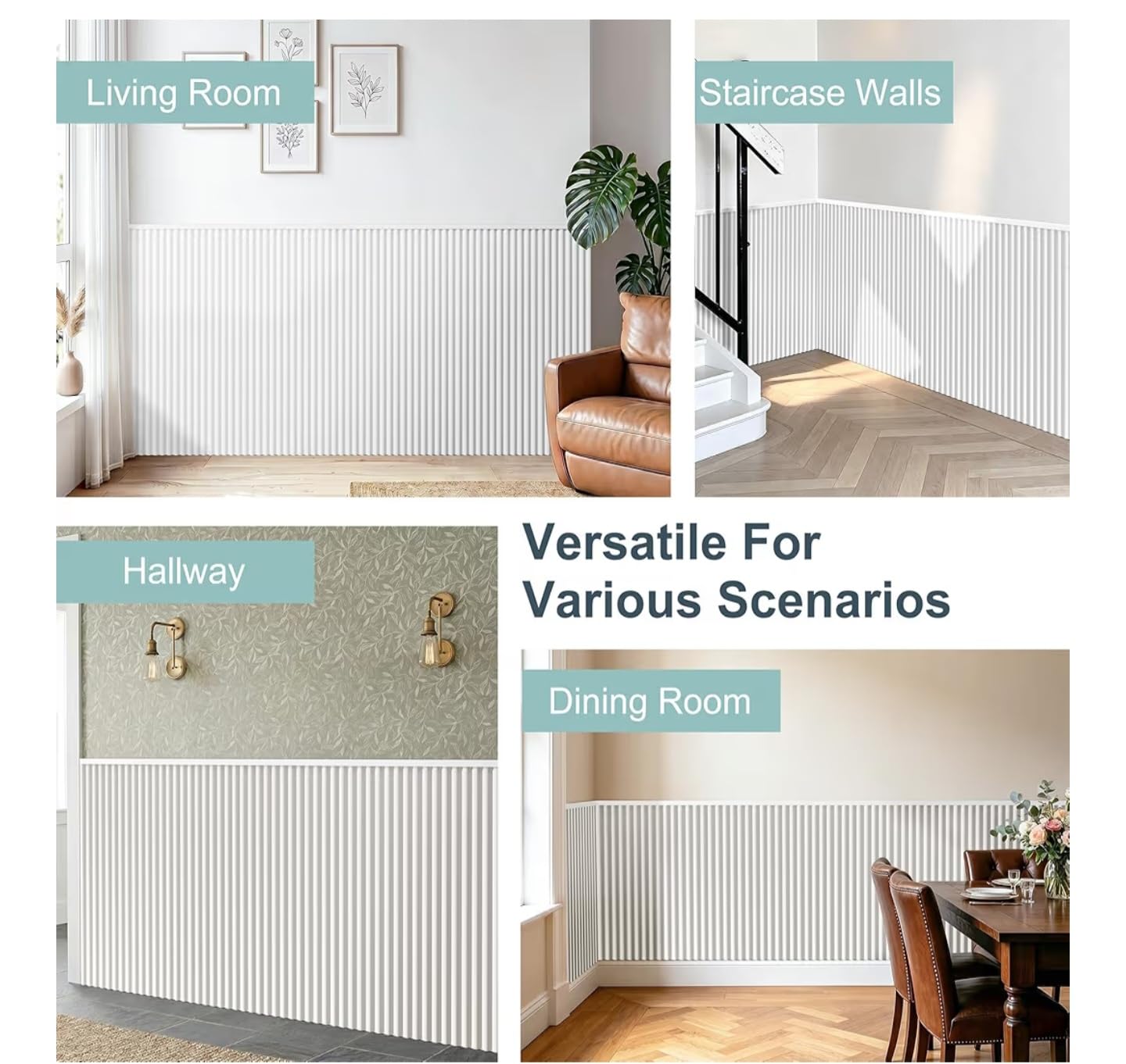 17PCS Wainscoting Panels Board and Batten Wall Panel kit Cover 22.43 Sq.Ft | White PS Waterproof Beadboard Wall Panels for Living Room, Bedroom, Dining Room & Hallway Interior Wall customer photo 2