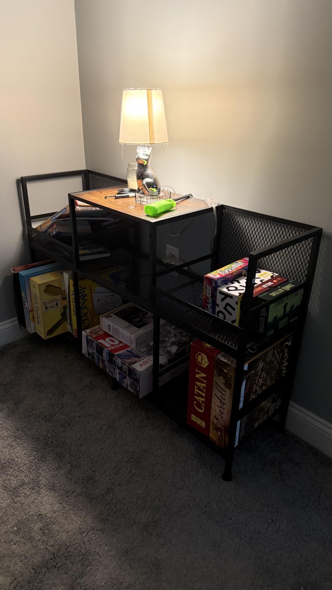 Record Player Stand with Dual Display Bins Storage for 300+ Vinyl Records | Dual display bins, open audio shelf and 3 lower compartments organize 300+ records in one complete vinyl listening station customer photo 2