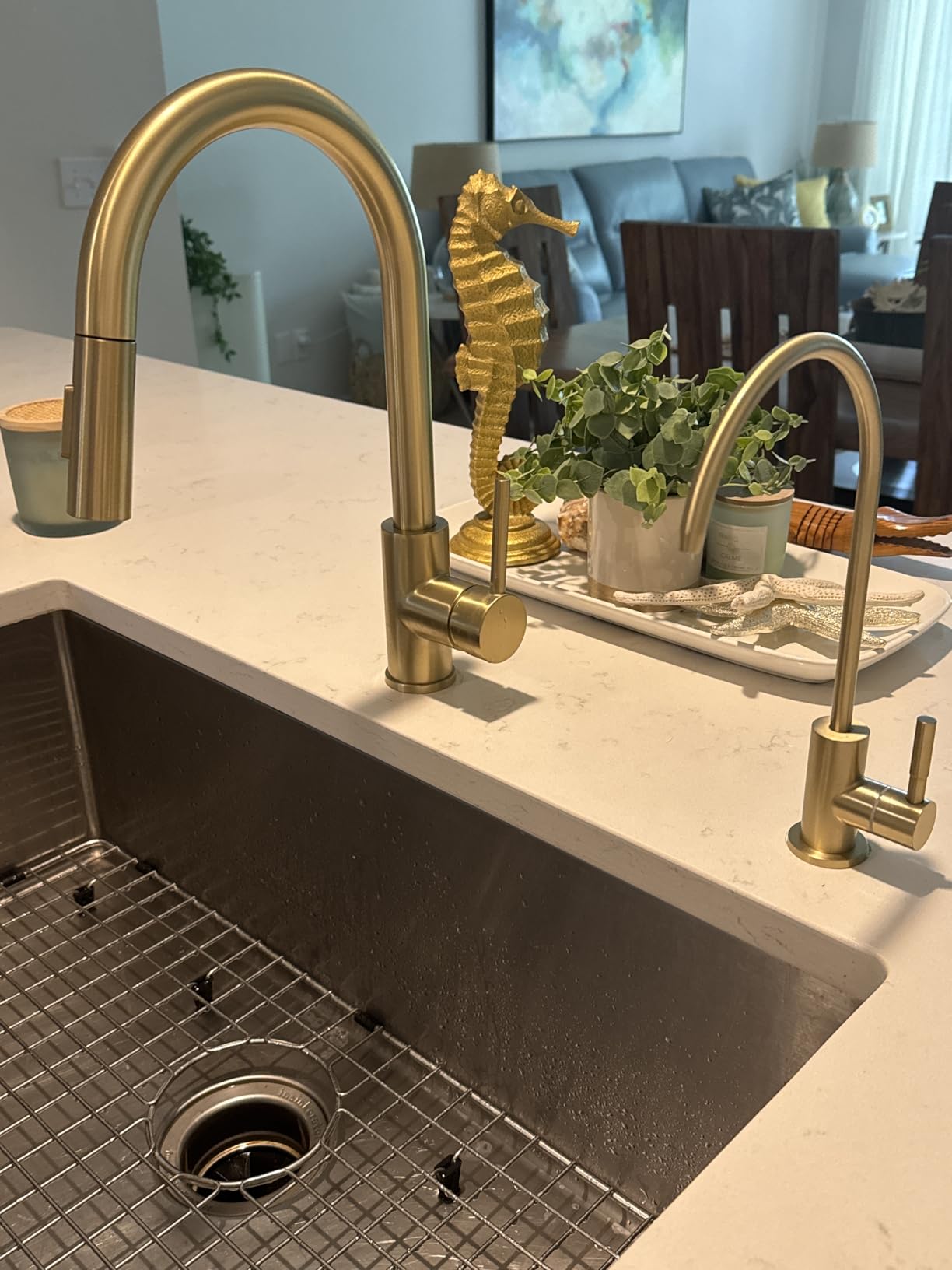 Havin Brushed Nickel Kitchen Faucet with Pull Down Sprayer, High Arc Stainless Steel, cUPC Cartridge, with Spare Sprayer and Soap Dispenser, Fits 1 or 2 Holes customer photo 2