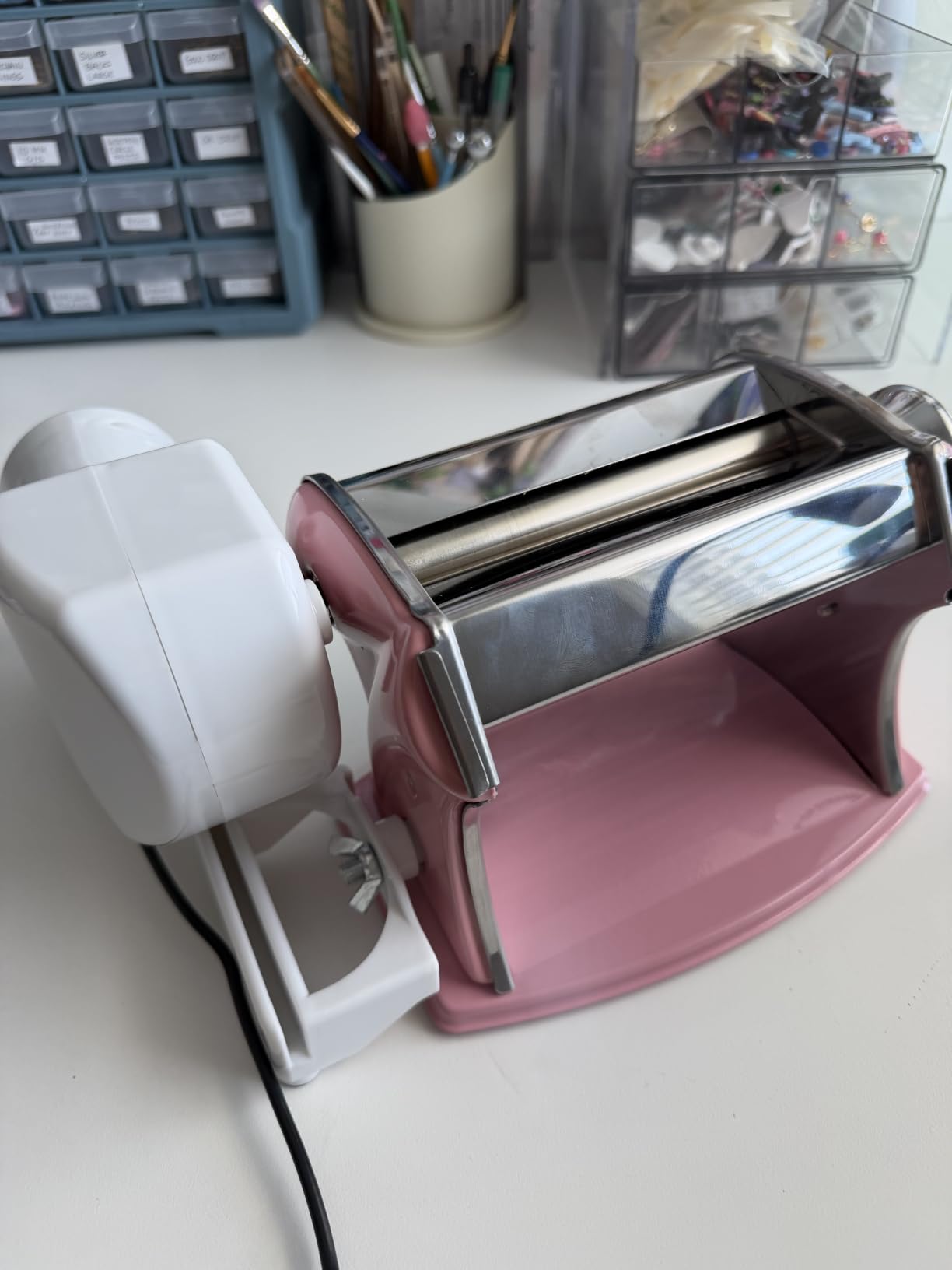 WECLAYER Electric Polymer Clay Press Machine, Clay Roller Machine, Clay Pasta Machine with 7 Thickness, 60W Motor, One-Touch Operation customer photo 2