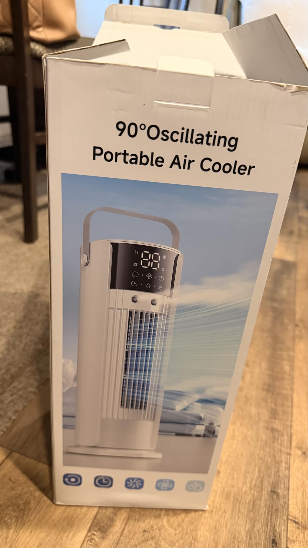Portable Air Conditioner, 4 in 1 Evaporative Air Cooler with Remote Control, 1200ML Water Tank, 120 Oscillating, 4 Speeds, 12H Timer, Mist Spray Tower Fan for Home Office, White customer photo 1
