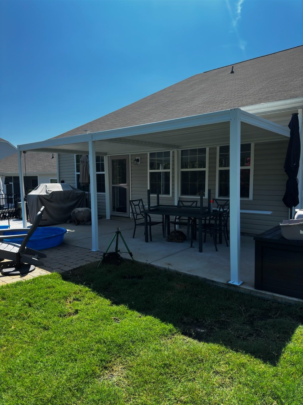 Domi Louvered Pergola 10x16, Outdoor Metal Pergola, Espresso Brown | Adjustable Roof and Built-in Drainage System, for Patio, Backyard, Deck customer photo 2