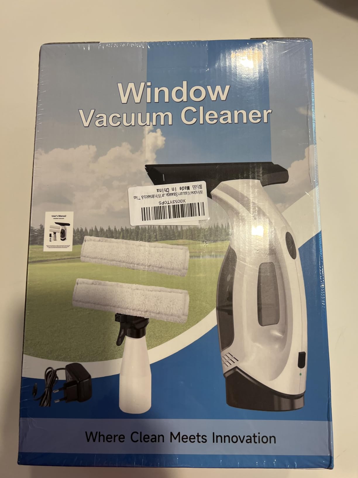 Window Vacuum Squeegee Cordless, Window Vacuum Cleaner with 2000Pa Streak-Free Suction, 30-40