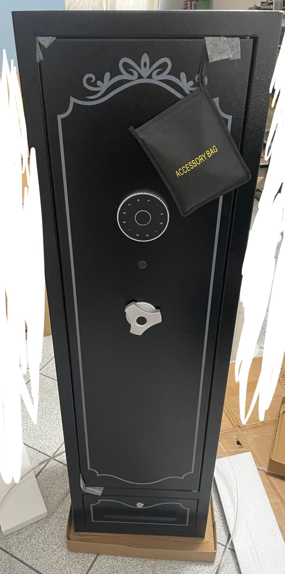 20-25 Biometric Gun Safe for Rifles and Pistols Scopes Rifle Safe for Home | Gun Cabinet for Shotgun, Fingerprint Password Lock, Removable Gun Rack, Pistol Pocket, Sensing Light, Adjustable Shelf, Garage Club customer photo 1