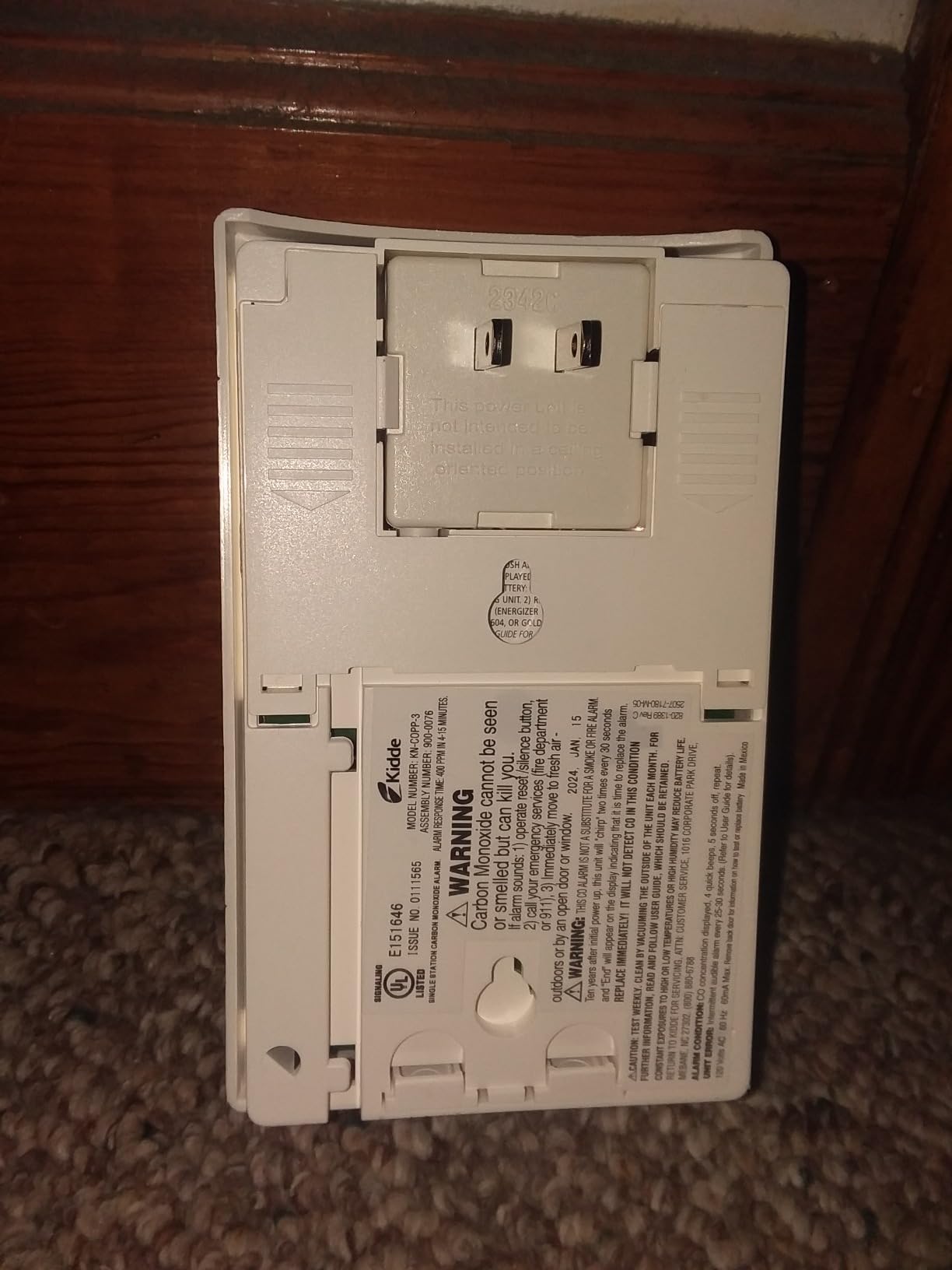Kidde Carbon Monoxide Detector, Plug-In with 9V Battery Backup, Digital Display, 85 dB Alarm, LED Status Light Indicators, 3rd Edition customer photo 2