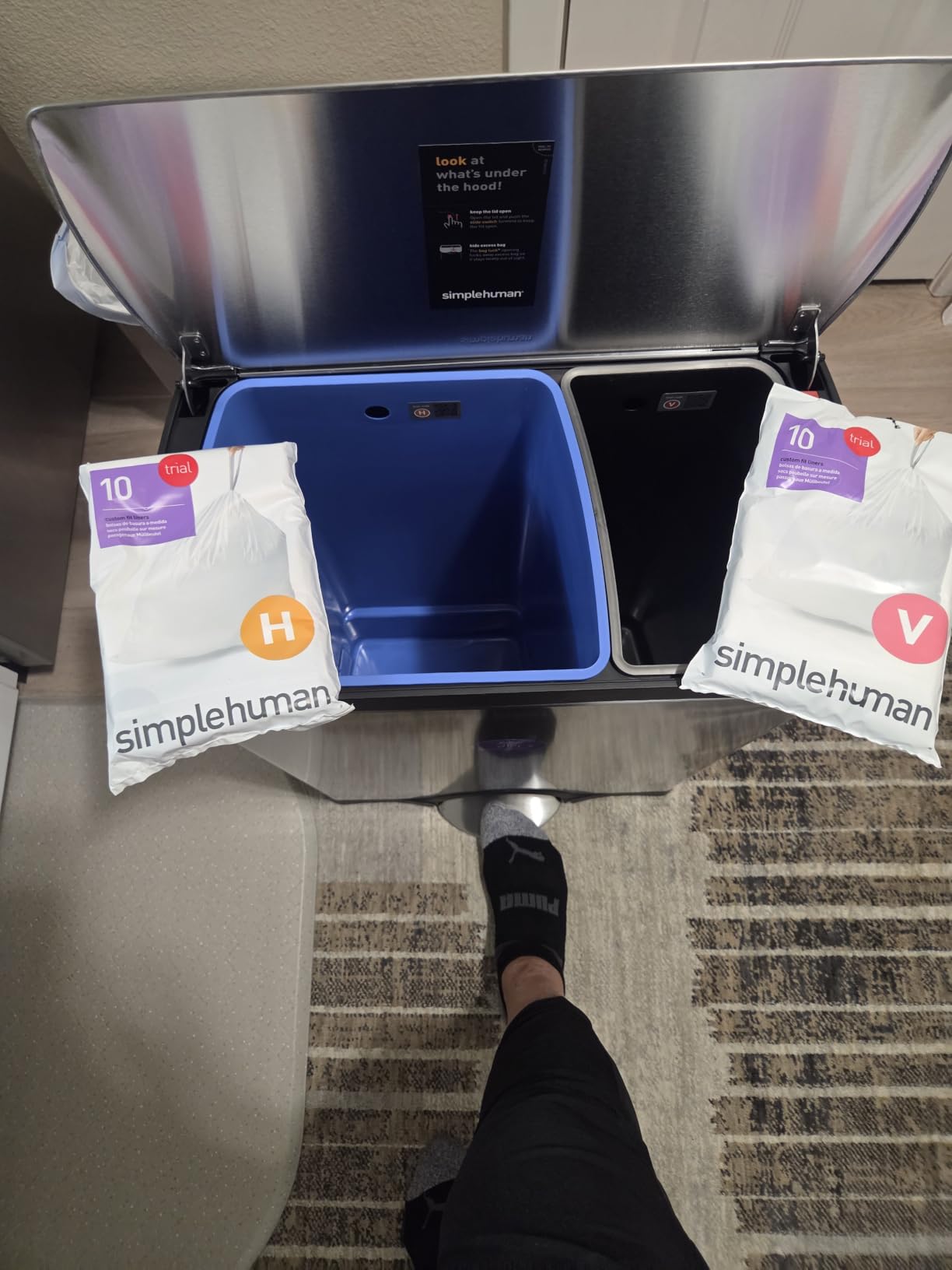 simplehuman 50 Liter / 13.0 Gallon Rectangular Kitchen Step Trash Can, Brushed Stainless Steel customer photo 2