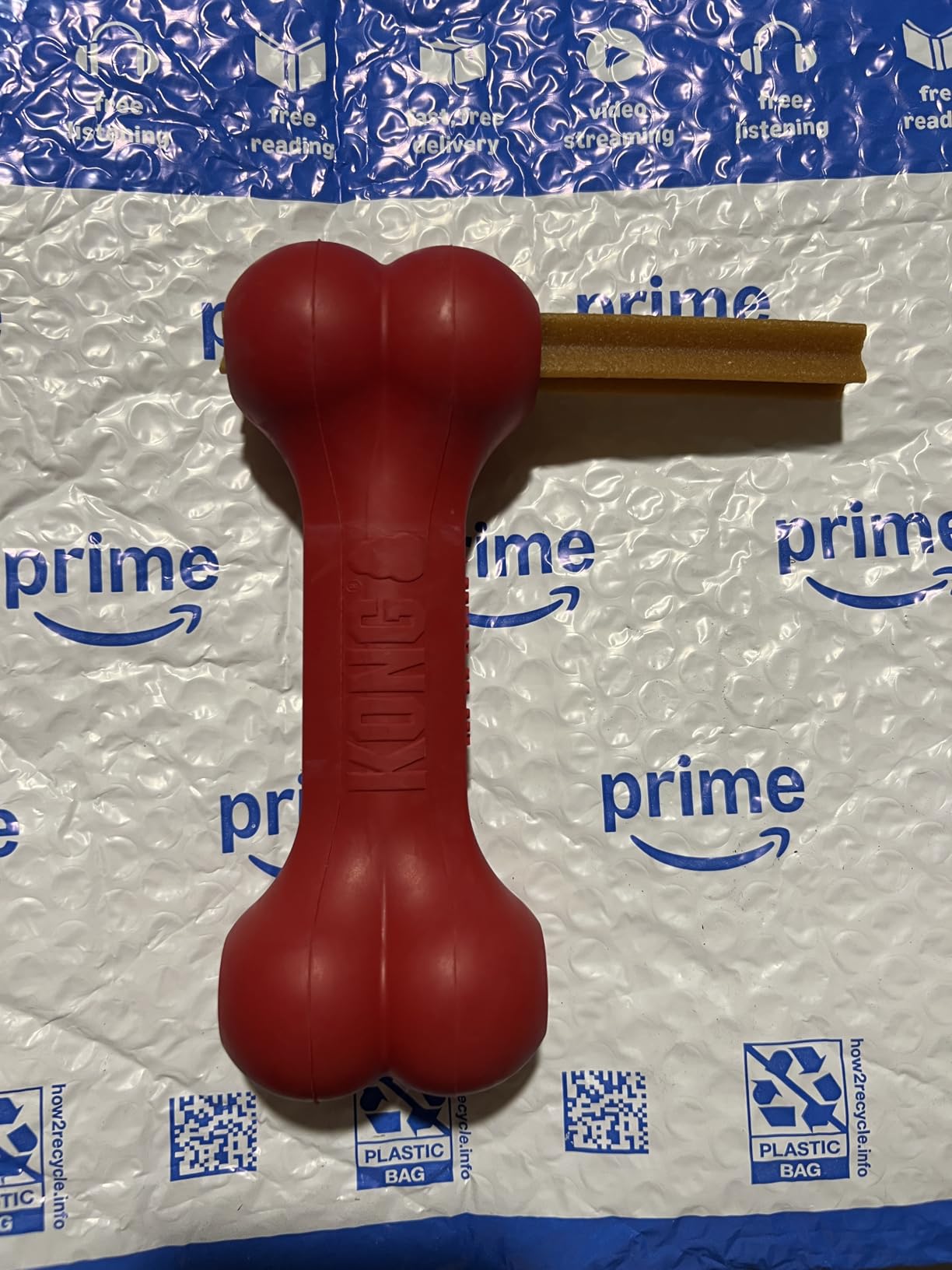 KONG Goodie Bone, Natural Rubber Treat-Dispensing Toy, Red, for Medium Dogs customer photo 1