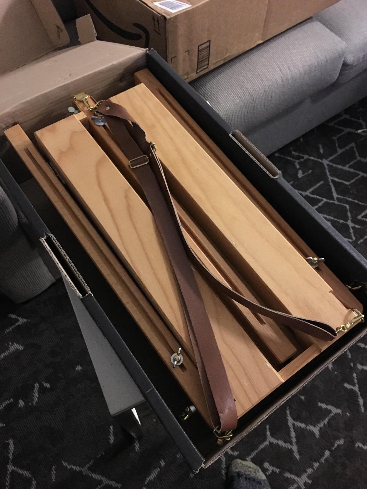 Mabef M22 French Sketch Box Easel, Portable Oiled Beech Wood Field & Studio Easel with Adjustable Canvas Angle, Built-in Storage Drawer, Palette & Leather Handle customer photo 1