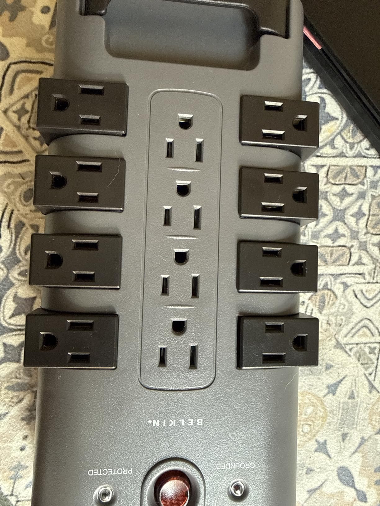 Belkin Surge Protector Power Strip w/ 8 Rotating & 4 Standard Outlets - 8ft Sturdy Extension Cord w/ Flat Pivot Plug for Home, Office, Travel, Desktop & Charging Brick - 4320 Joules of Protection customer photo 1