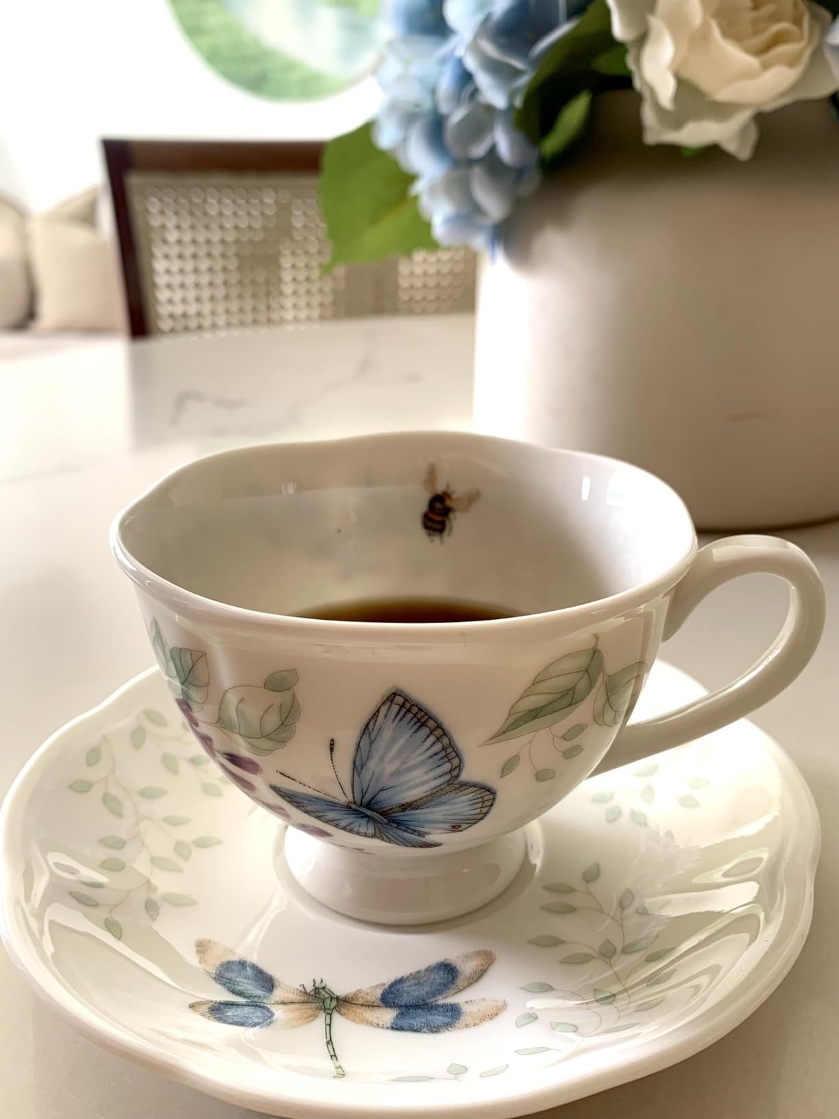 Lenox Butterfly Meadow Blue Porcelain Tea Cup and Saucer Set customer photo 2