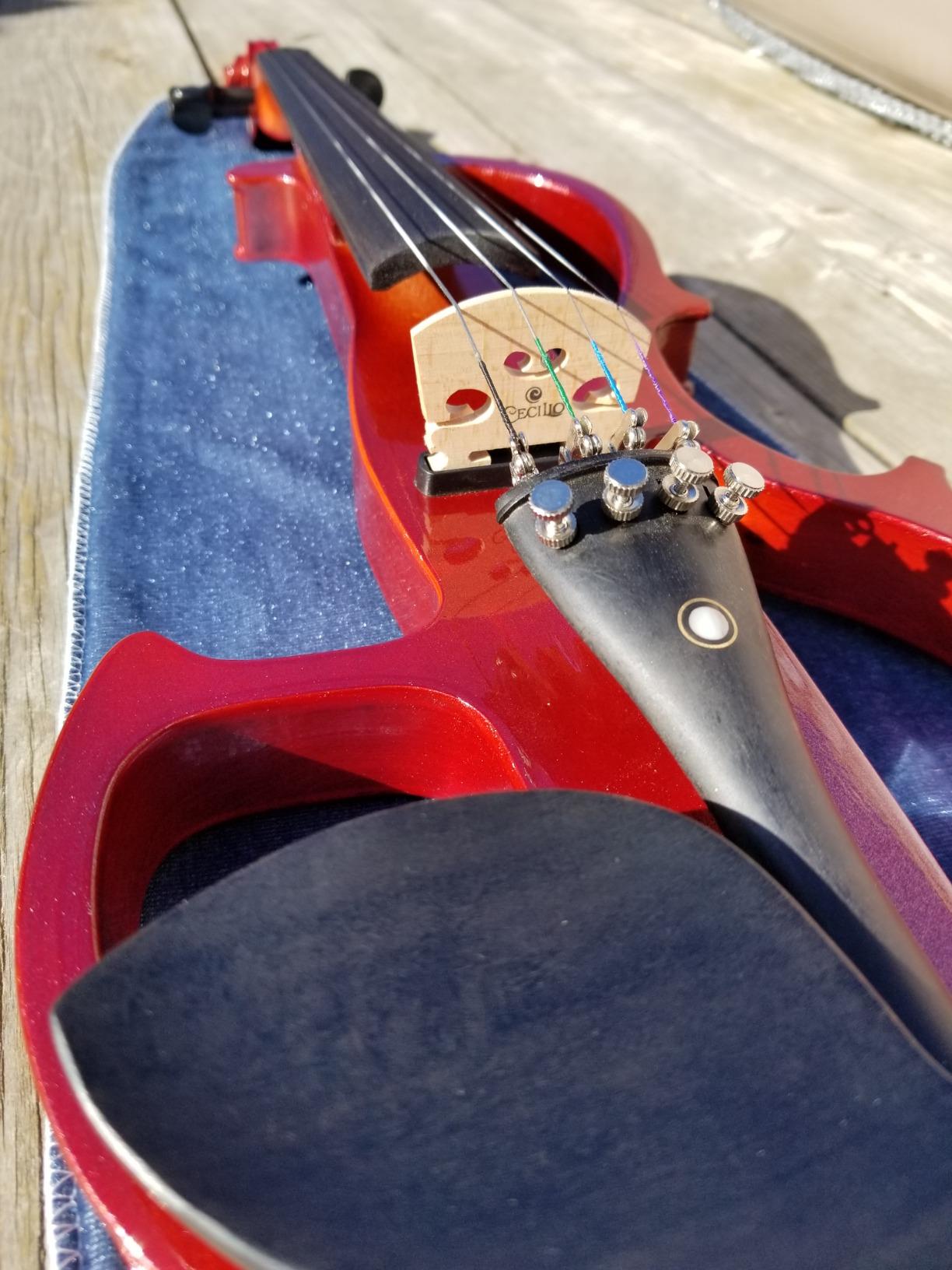 Cecilio 4/4 Full Size Electric Violin, Solid Maple with Ebony Fittings, Red customer photo 1