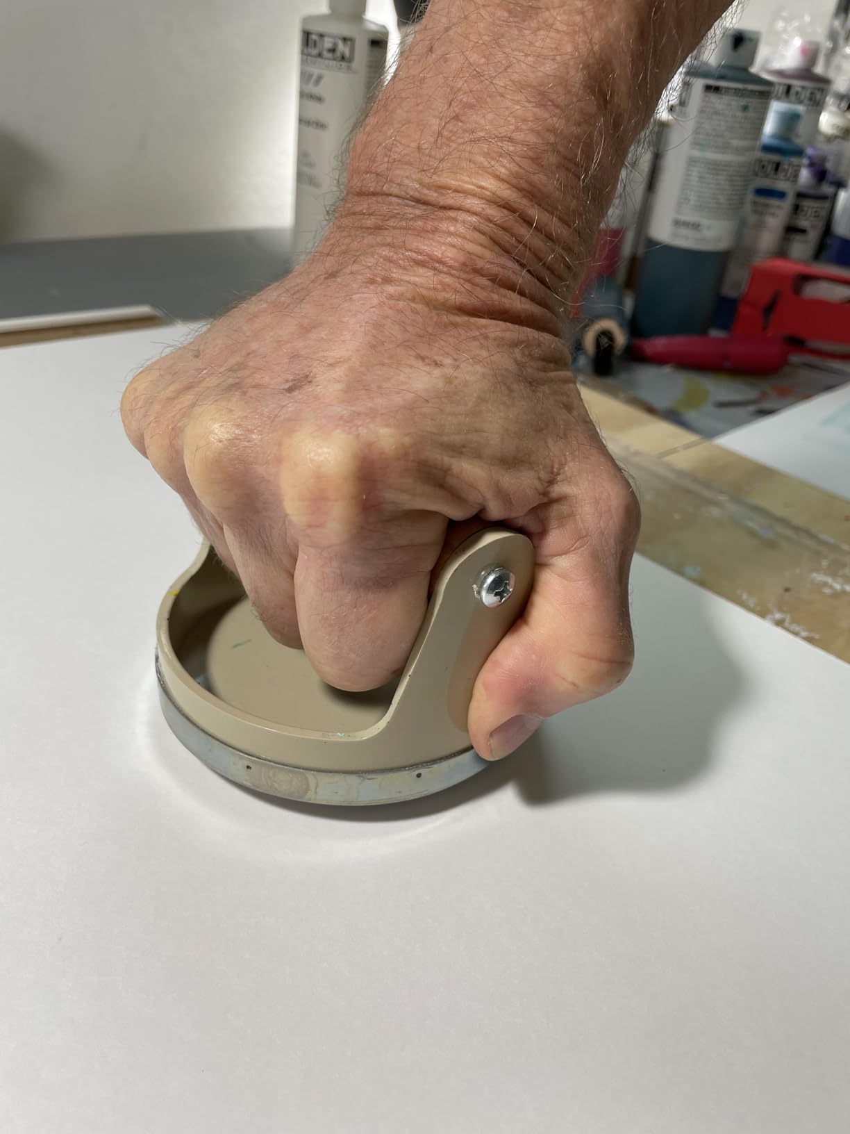 Speedball Block Printing Baren - Comfortable Wooden Handle, Made in the USA - 4 Inches (4139) customer photo 1