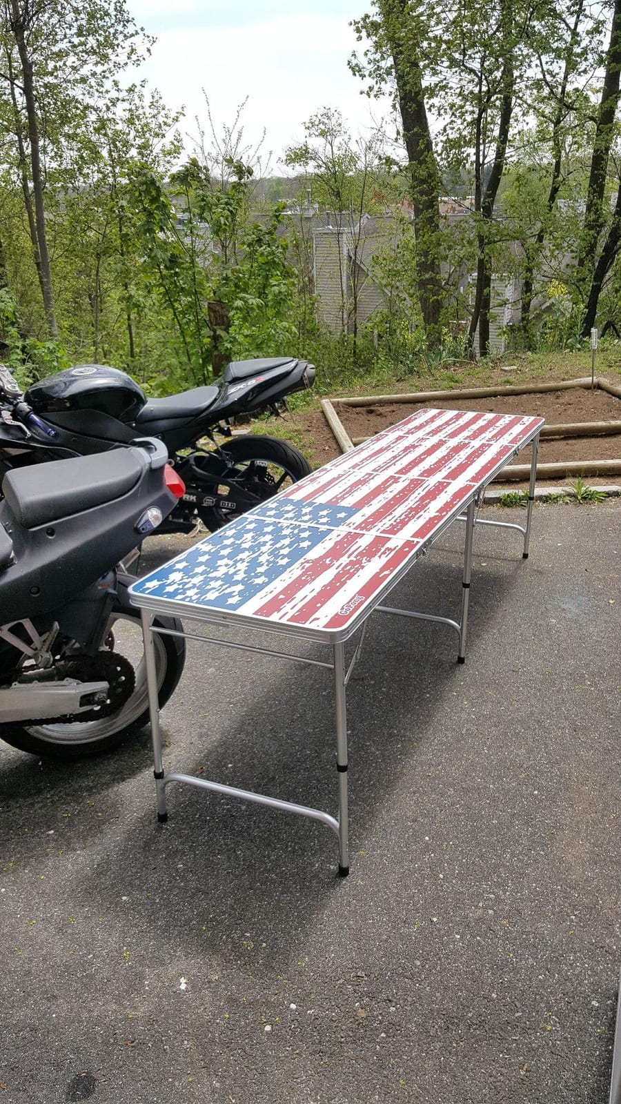 GoPong 8 Foot Portable Beer Pong/Tailgate Tables (Black, Football, American Flag, or Custom Dry Erase) customer photo 2