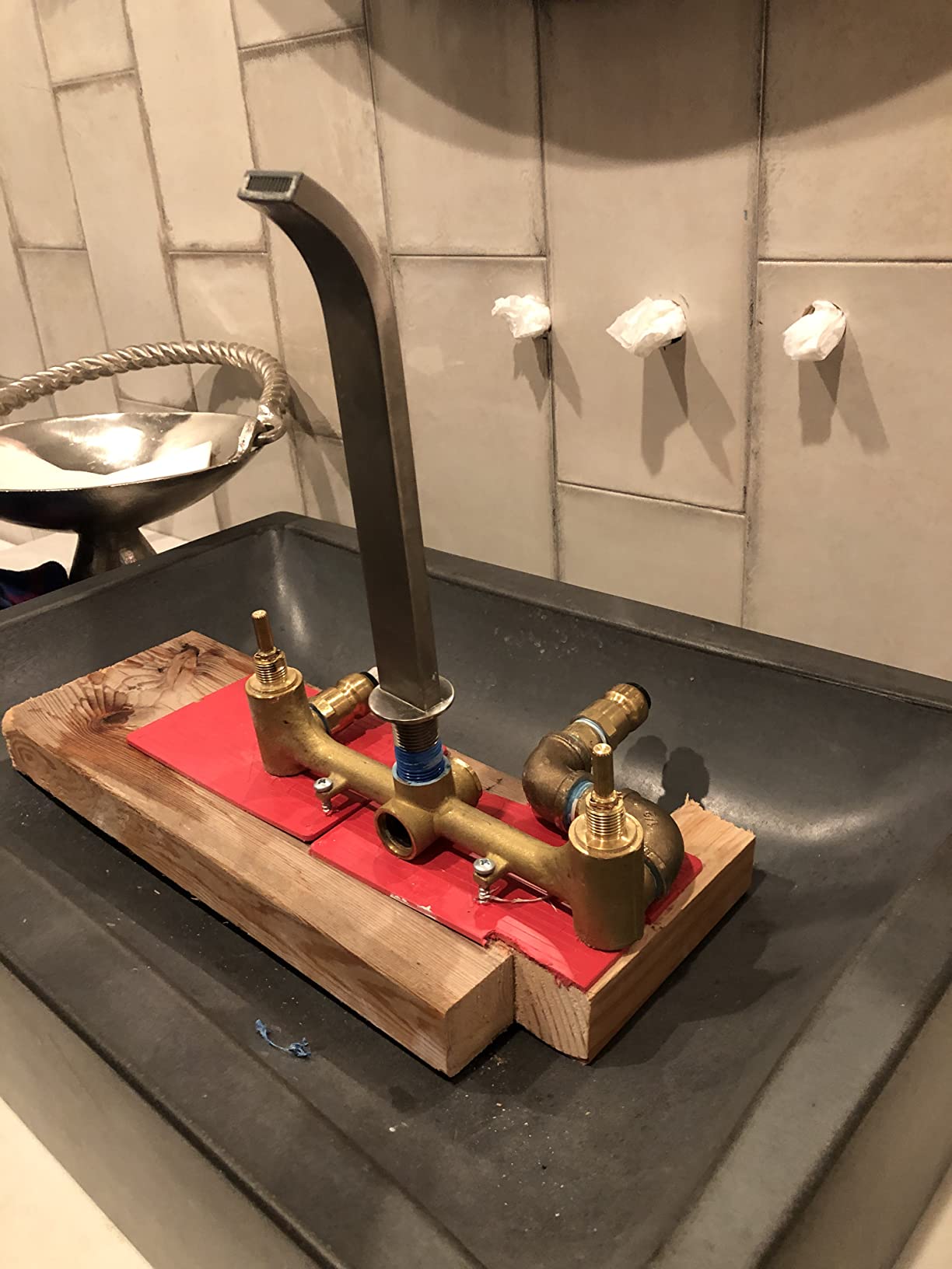 VIGO Titus Waterfall Two-Handle Three-Hole Wall Mount Bathroom Sink Faucet, Chrome, Modern Design, Solid Brass, 1.2 GPM WaterSense & Ceramic Disc Valve, Corrosion-Resistant customer photo 2