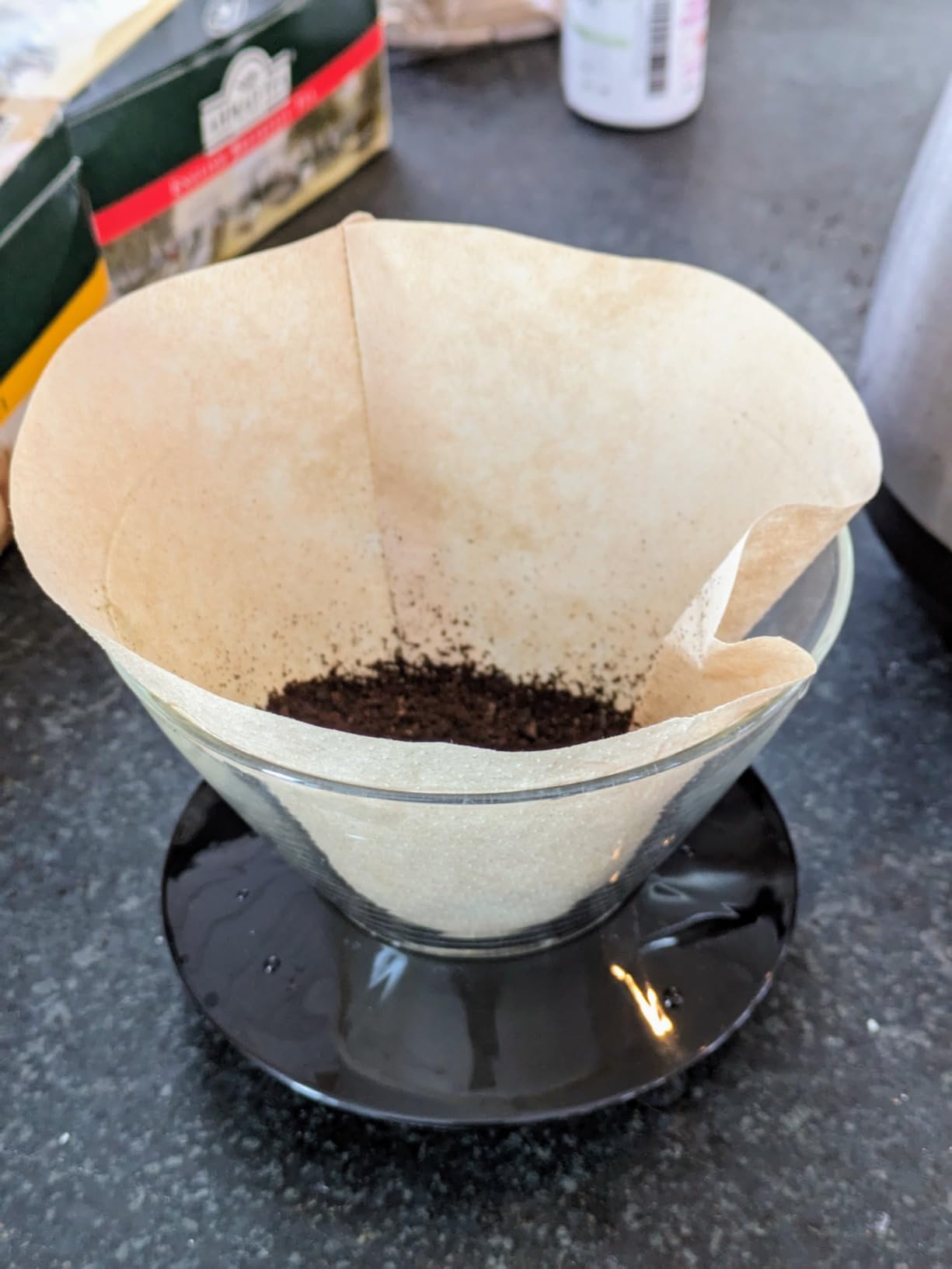 Kalita Wave Pour Over Coffee Dripper, Size 185, Makes 16-26oz, Single Cup Maker, Heat-Resistant Glass, Patented & Portable, Black customer photo 1
