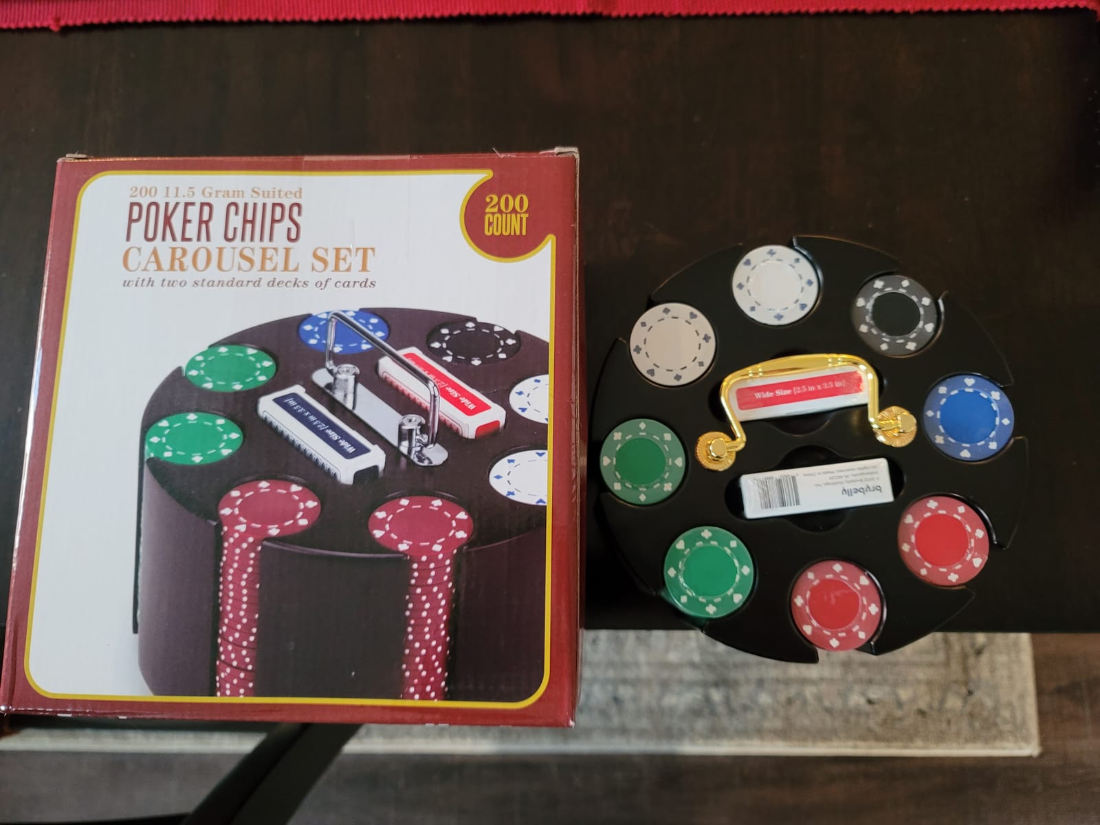 Brybelly Poker Chips - Poker Set with Wood Carousel Case for Casino Party, Texas Holdem, Blackjack and Family Game Night - 200 Count customer photo 1