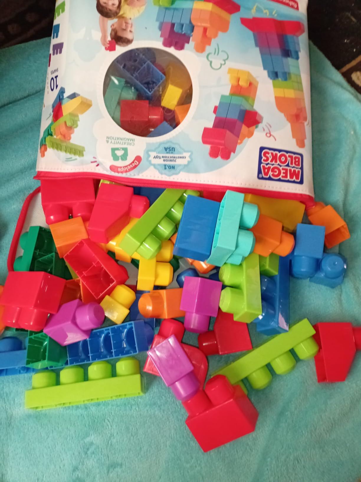 MEGA BLOKS First Builders Toddler Blocks Toys Set, Big Building Bag with 80 Pieces and Storage, Blue, Ages 1+ Years customer photo 1