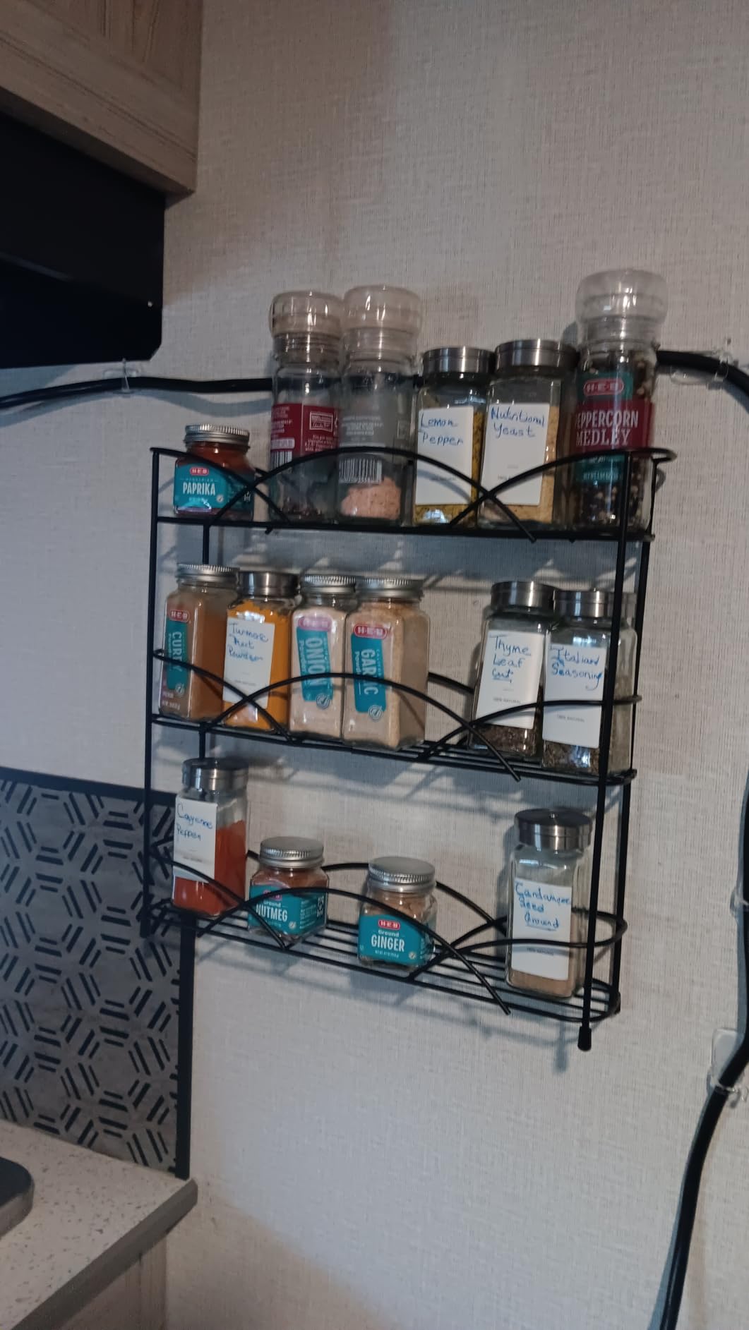 Spectrum 3 Tier Spice Rack Organizer Black Countertop Wire Shelf Spice Rack for Modern Kitchen Pantry Cabinet, Organize Spices with Three Tier Spice Shelf for Kitchen Storage with Wall Mount Option customer photo 1