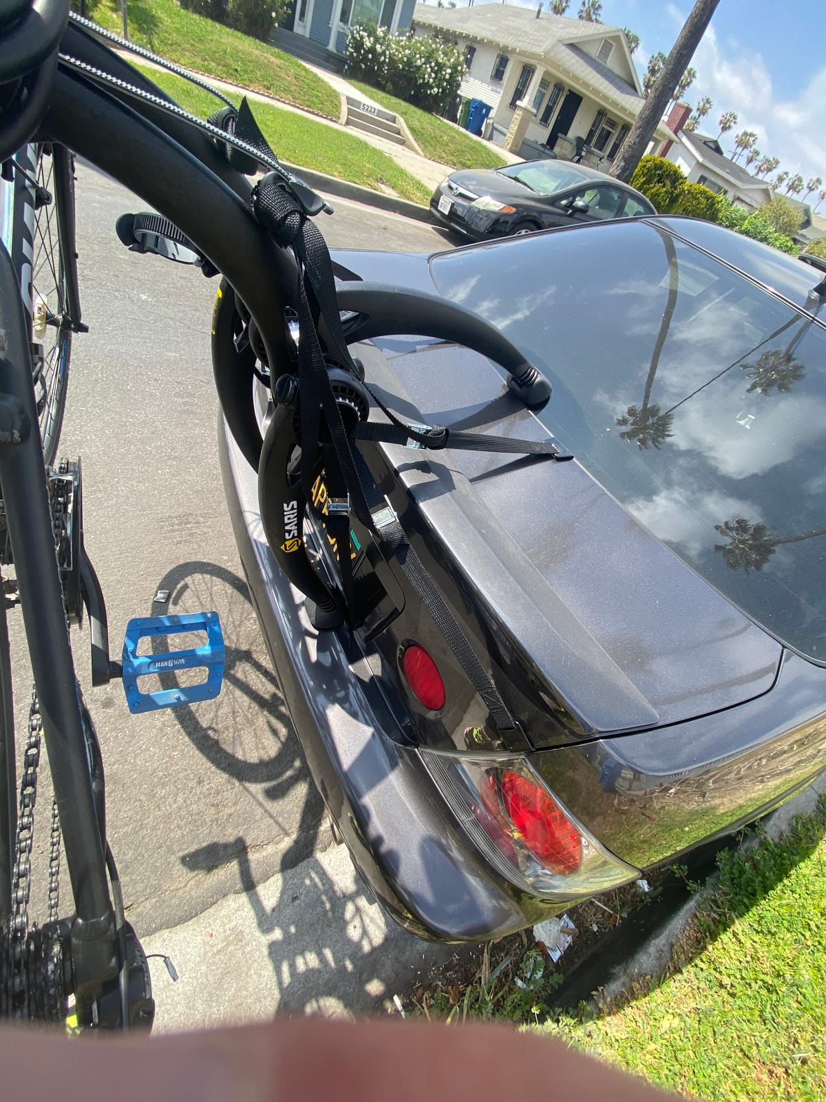 Saris Bones Car Trunk Bicycle Rack Carrier, Mounts 2 Bikes, Black - Durable, Rust-Free, Anti-Sway Straps, Fits Most Vehicles, Made in USA, Arc-Based Design, 100% Recyclable Materials customer photo 1