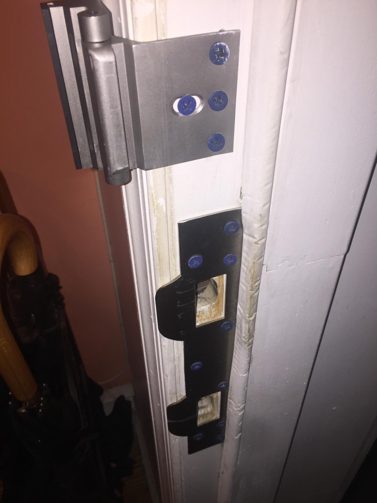 Prime-Line U 10827 Door Reinforcement Lock - Add Extra, High Security to your Home and Prevent Unauthorized Entry - 3 In. Stop, Aluminum Construction, Satin Nickel (Single Pack) customer photo 1