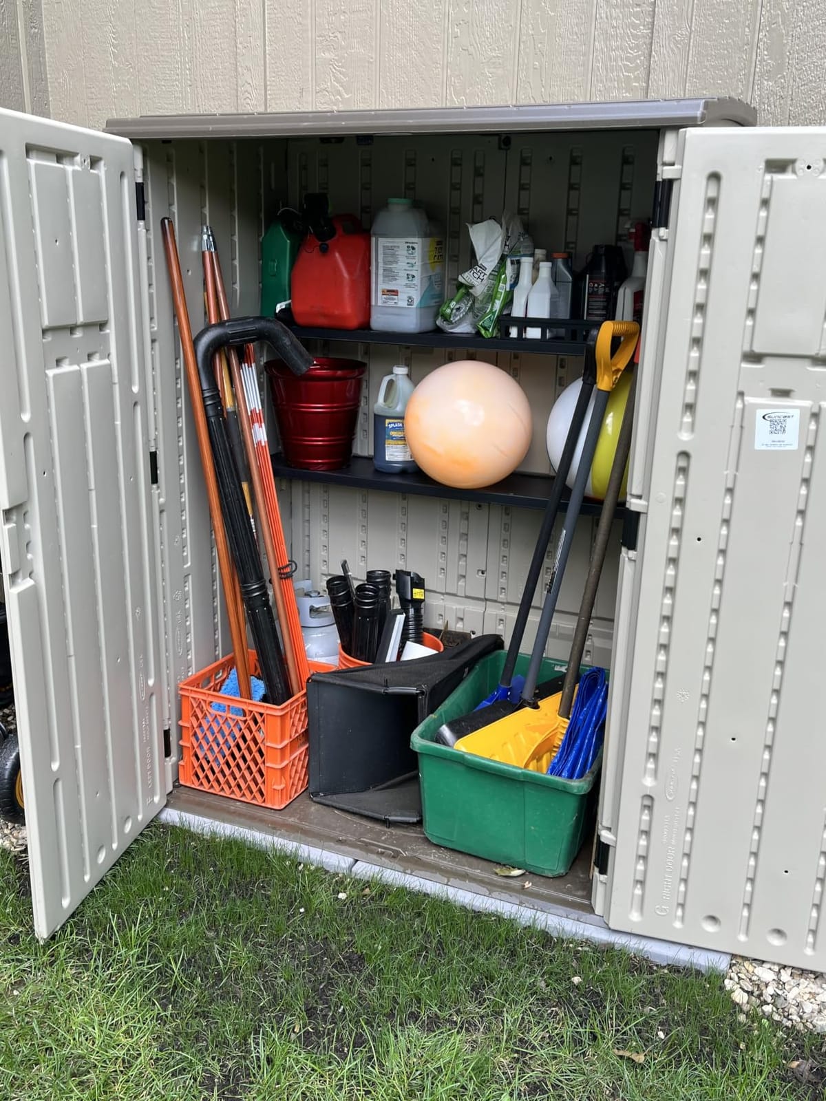 Suncast Outdoor Storage Shed, Water Resistant Resin Vertical Outdoor Storage Cabinet for Patio, Garden Tools, Cushions, & Equipment, Weatherproof Multi-Wall Design, 54 cu. ft., Made in USA customer photo 2