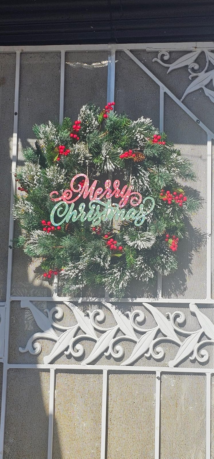 National Tree Company 24in Pre-Lit Wintry Pine Flocked Christmas Wreath customer photo 1