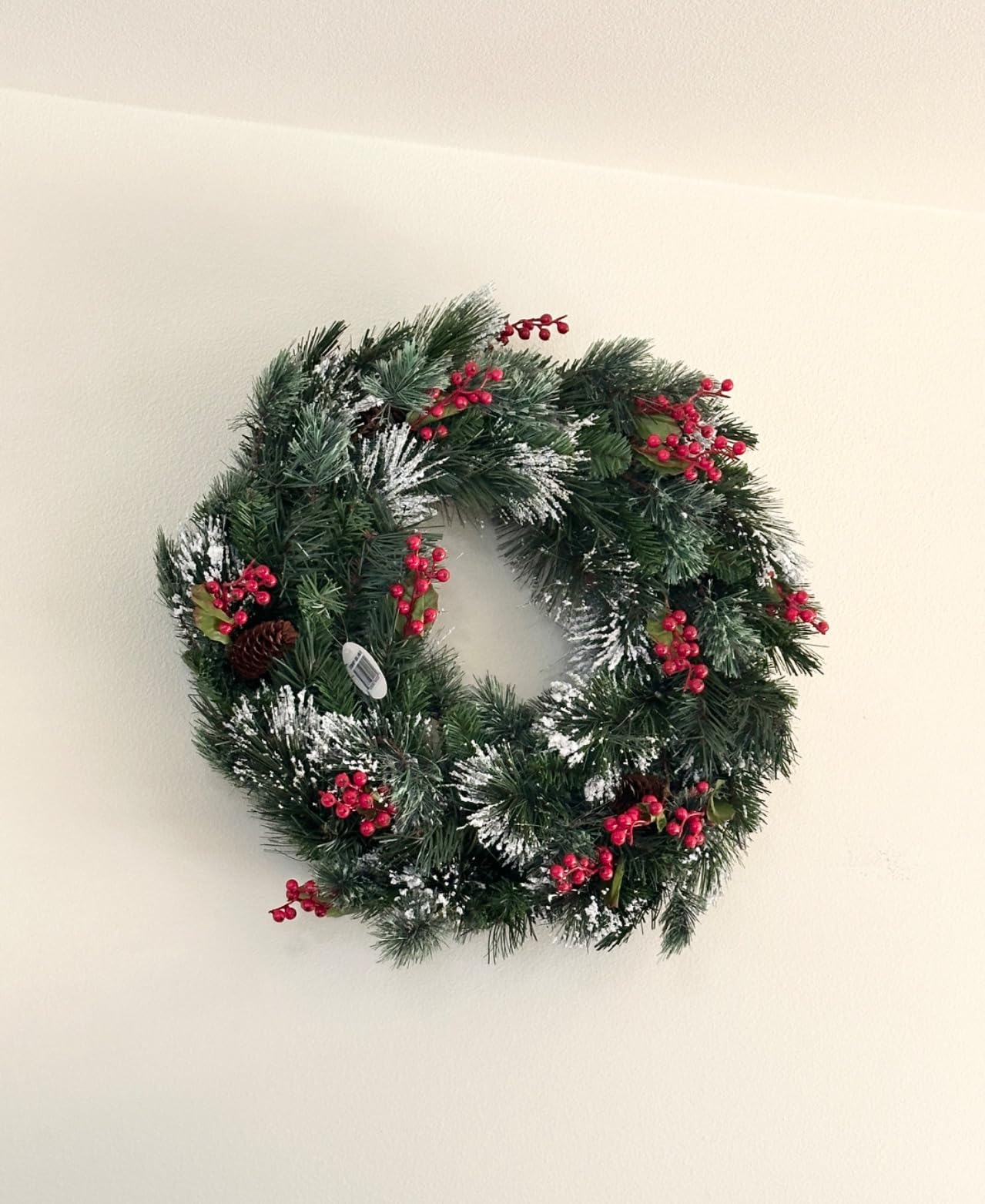 National Tree Company 24in Pre-Lit Wintry Pine Flocked Christmas Wreath customer photo 2