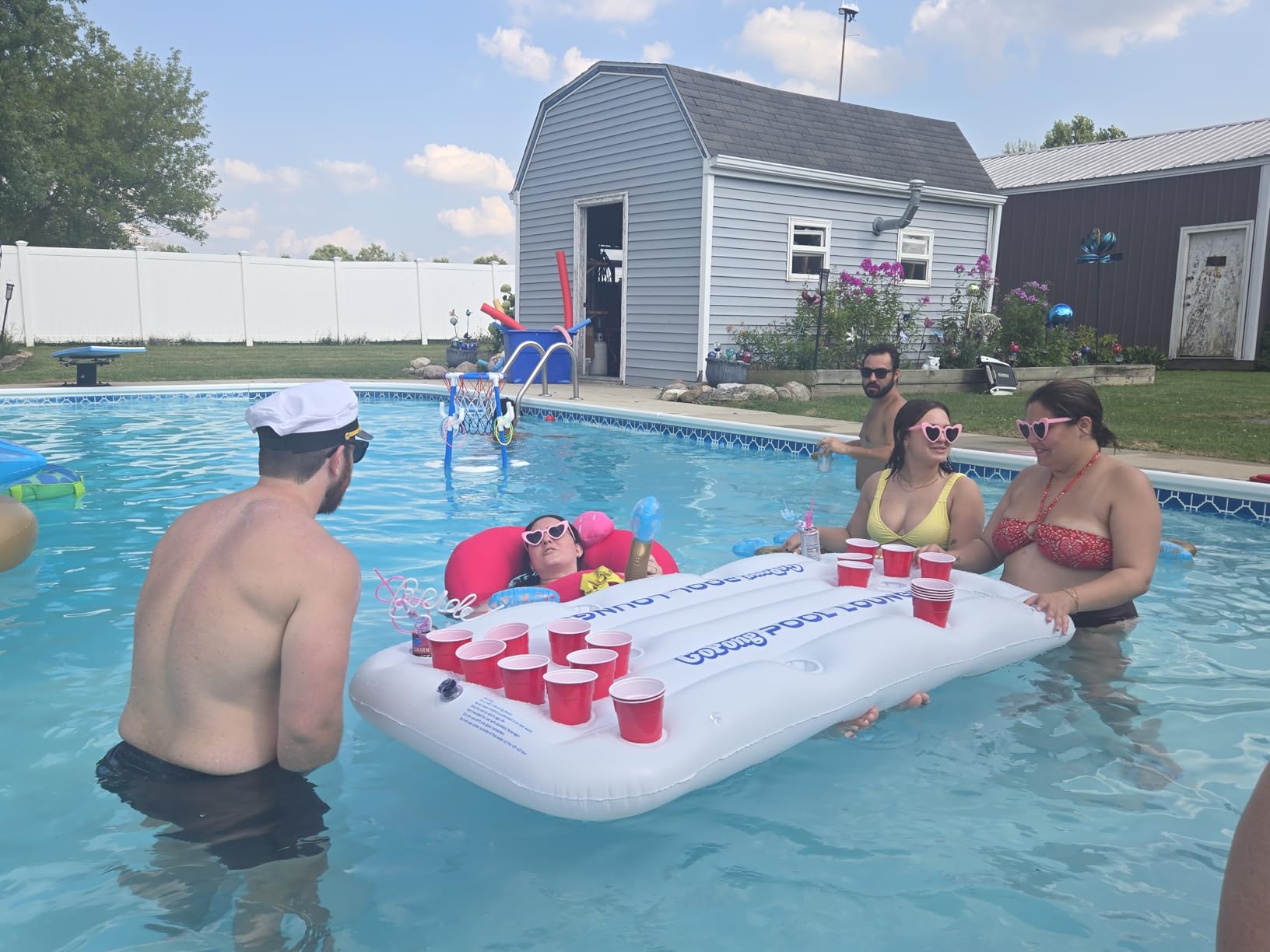 GoPong Pool Lounge Beer Pong Inflatable with Social Floating, White customer photo 2