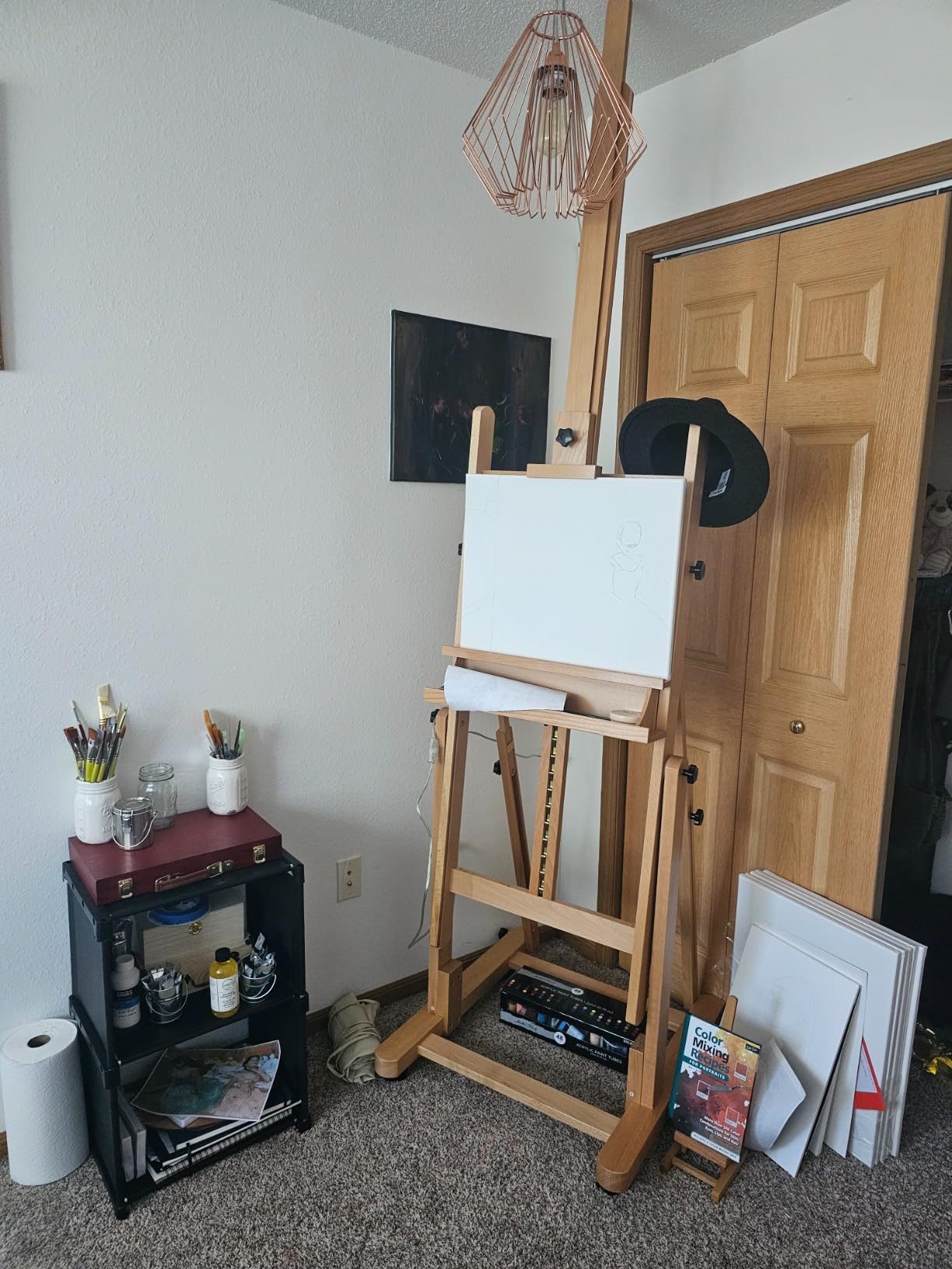 U.S. Art Supply Heavy Duty Extra Large Adjustable Wood H-Frame Easel customer photo 2