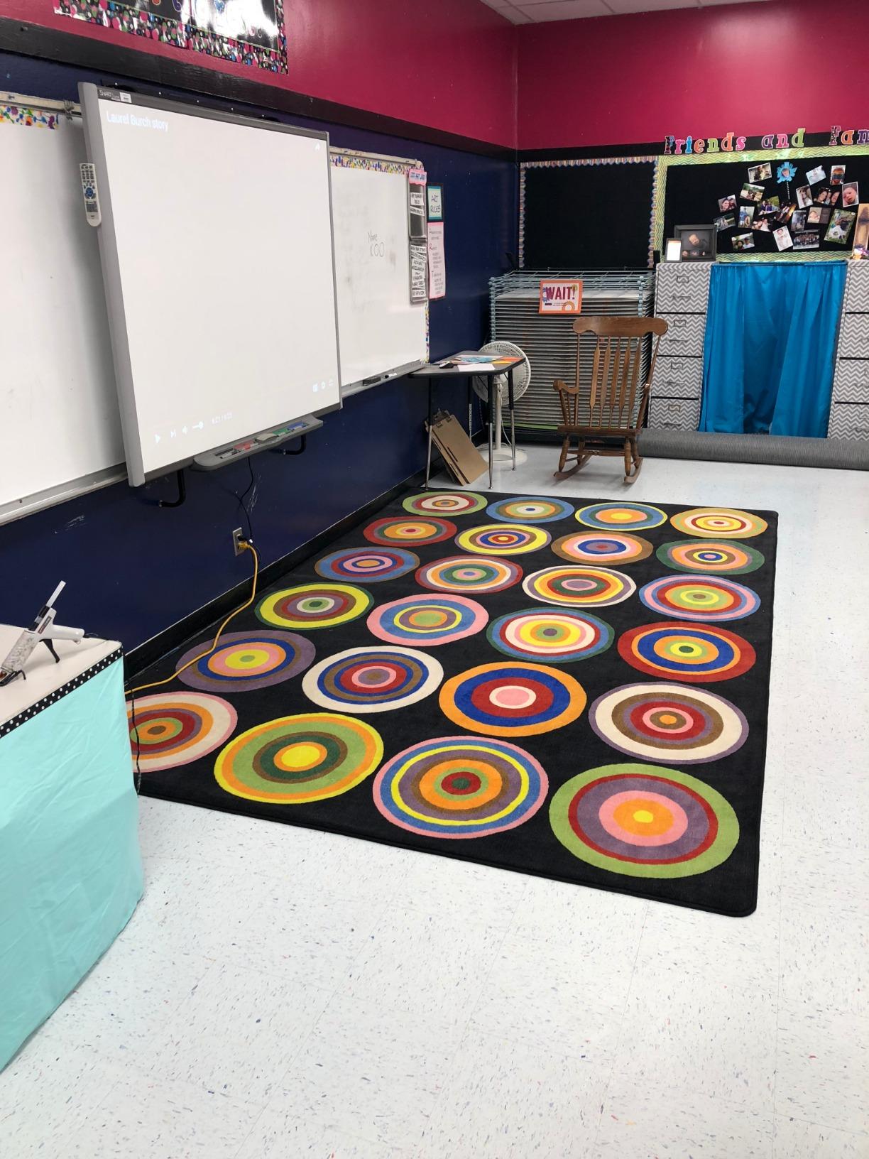 Flagship Carpets Color Rings Colorful Children's Classroom Area Rug for Kids Room Circle Seating Décor, Play Carpet for Teaching and Playing, Seats 20, 5'10