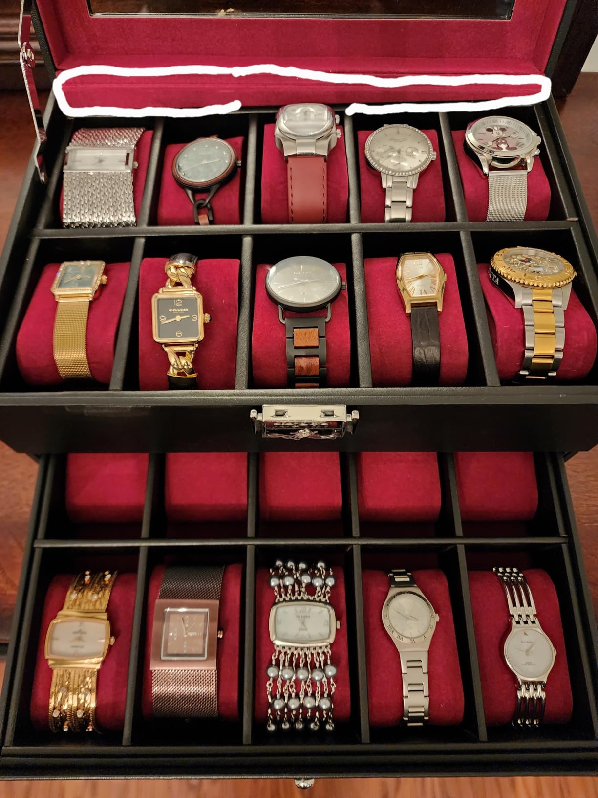 SONGMICS 20-Slot Watch Box, 2 Layers, Glass Lid, Lockable customer photo 1