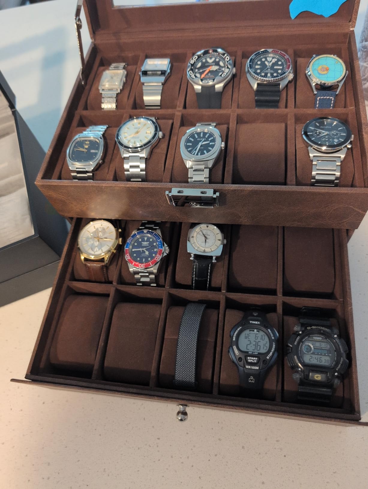 SONGMICS 20-Slot Watch Box, 2 Layers, Glass Lid, Lockable customer photo 2