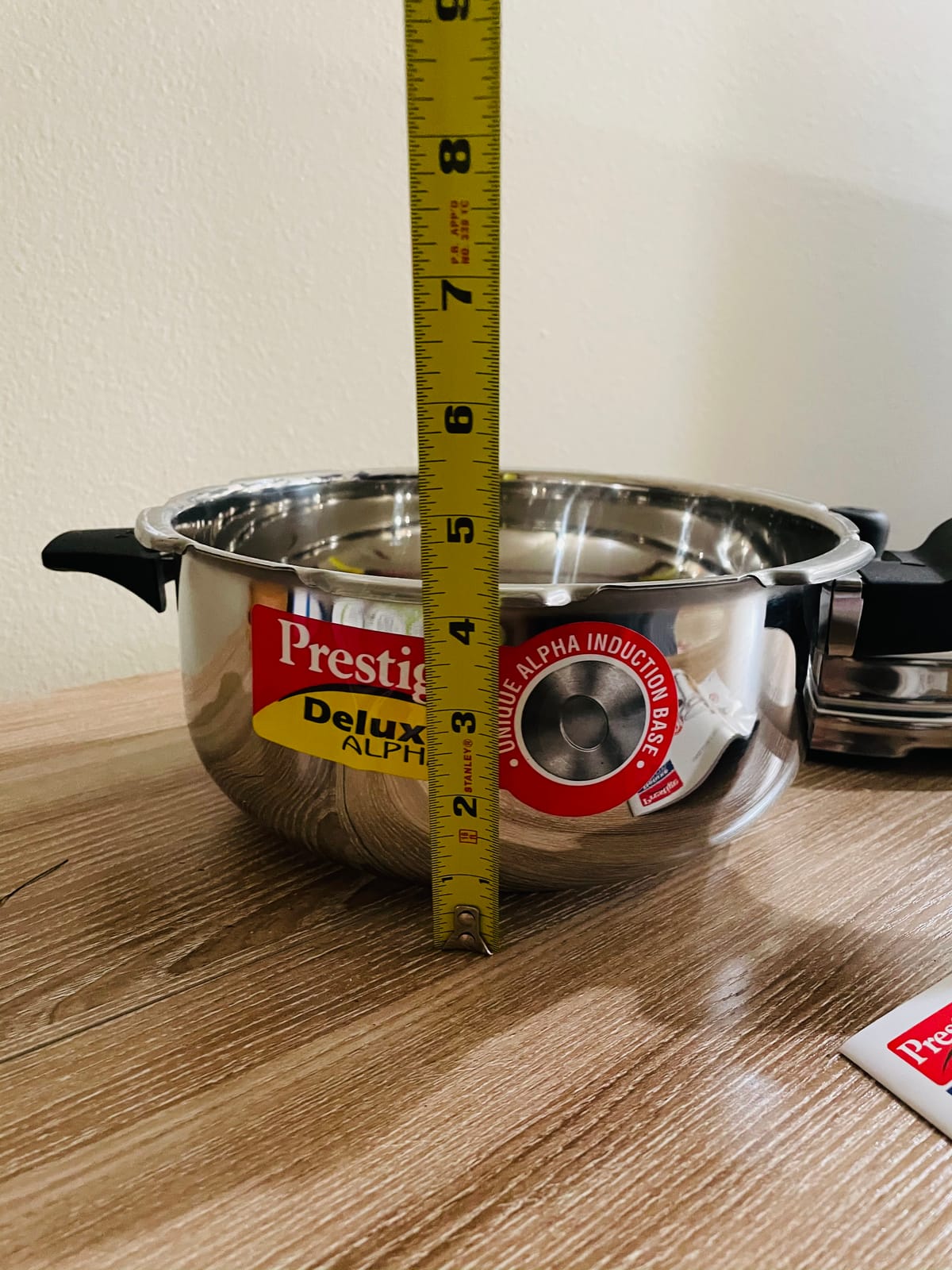 Prestige 5L Alpha Deluxe Induction Base Stainless Steel Deep Pressure Pan, 5.0-Liter, Silver customer photo 1