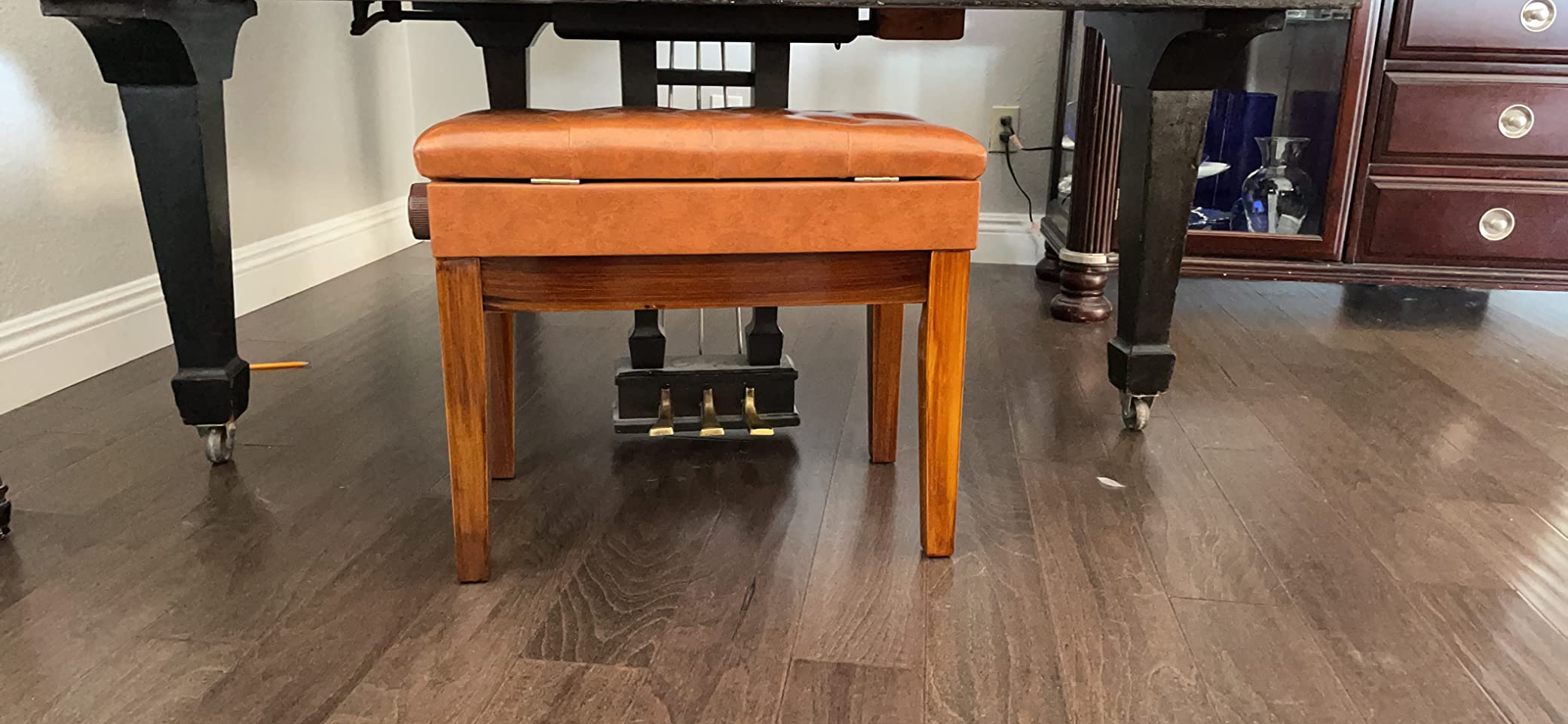 AW Brown Leather Adjustable Piano Bench with Storage for Adults & Students customer photo 1