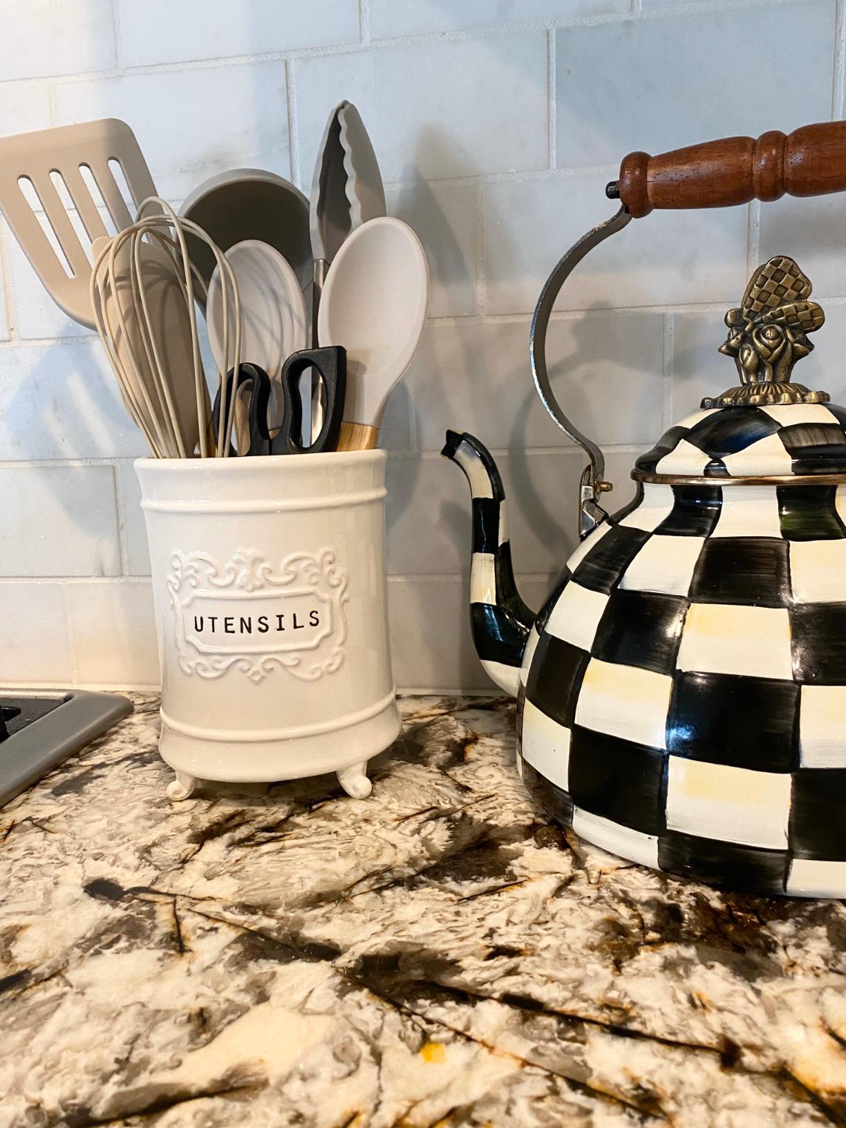 Mud Pie Circa Ceramic Utensil Holder, Kitchen Countertop Crock, White customer photo 1