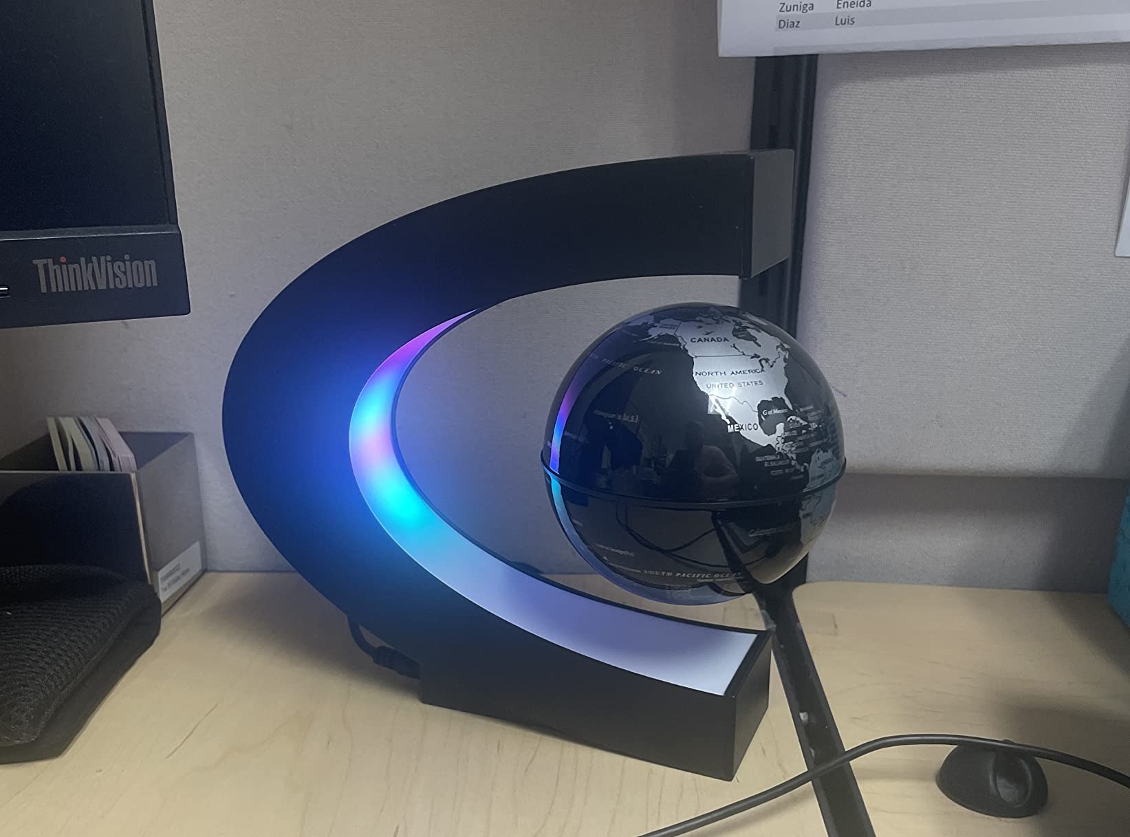 Magnetic Levitating Globe with LED Light | Cool Tech Gift for Men Father | Boys Birthday Gifts for Him | Floating Globes World Office Desk Accessories Tech Gadgets Home Decor Display- Black customer photo 2