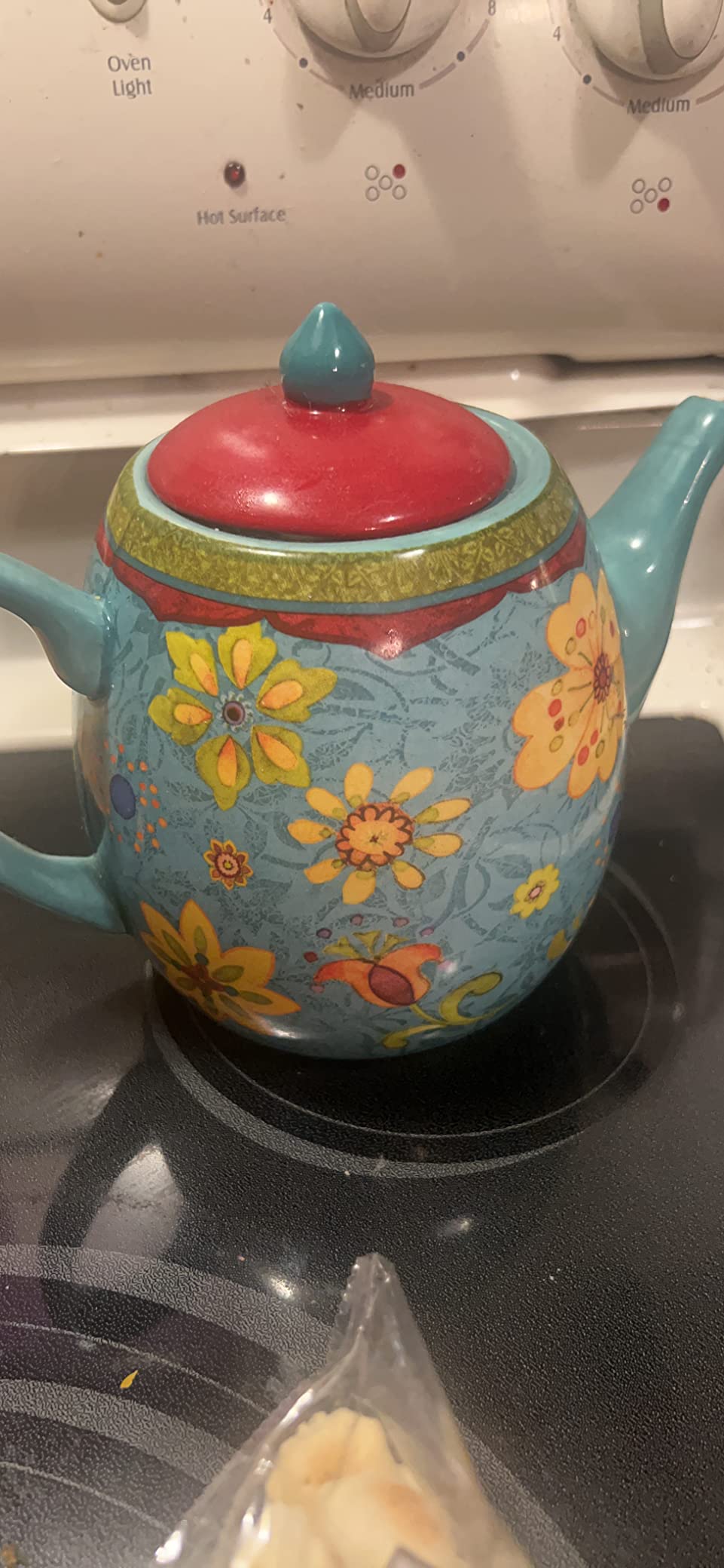 Tunisian Sunset Ceramic Teapot – 40 oz. Blue Floral Boho Teapot with Lid, Bright Multicolor Folk-Inspired Design for Tea Lovers, Entertaining & Eclectic Kitchen or Gift Giving customer photo 1