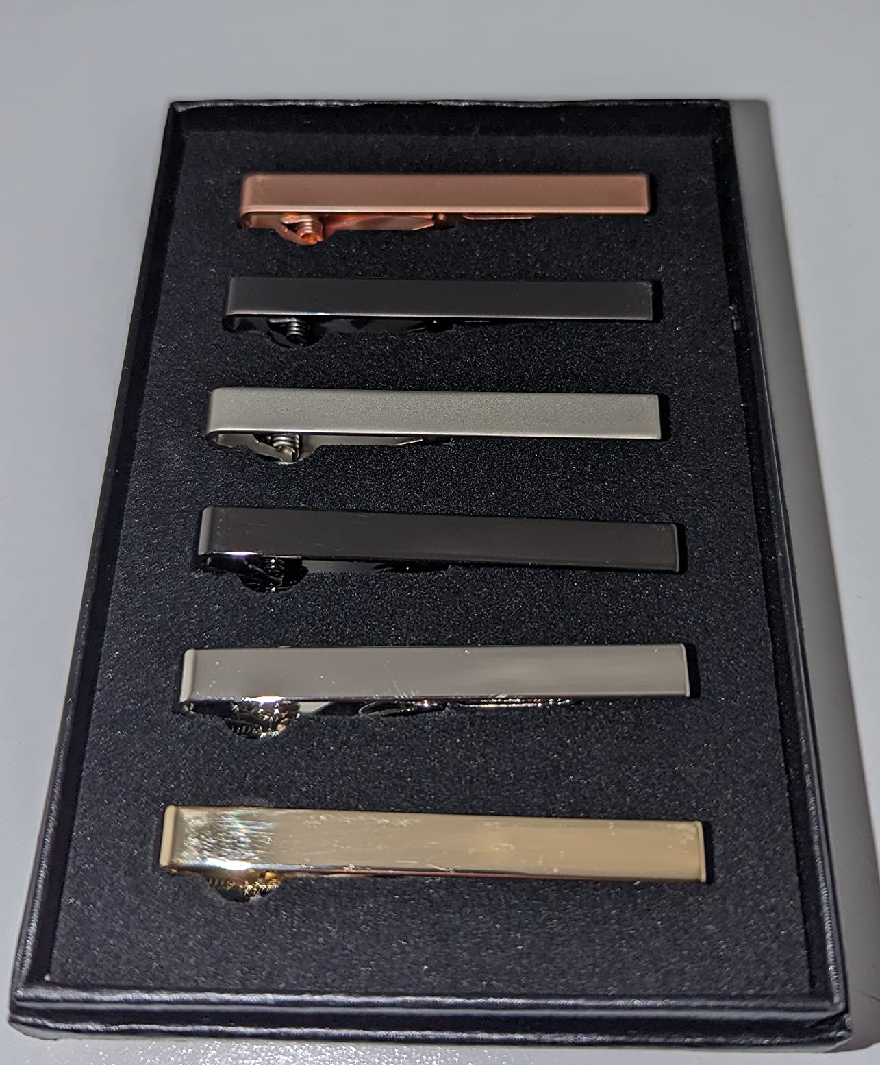 Tie Clips for Men, 6 PACK Tie Clip Set with Elegant Gift Box - Shiny & Matte Tie Clips Black, Silver, Gold Tie Bar Tie Pinch Tie Clasp. Nice Gift for Father, Husband, Boyfriend, Wedding (Classic 6PC) customer photo 2