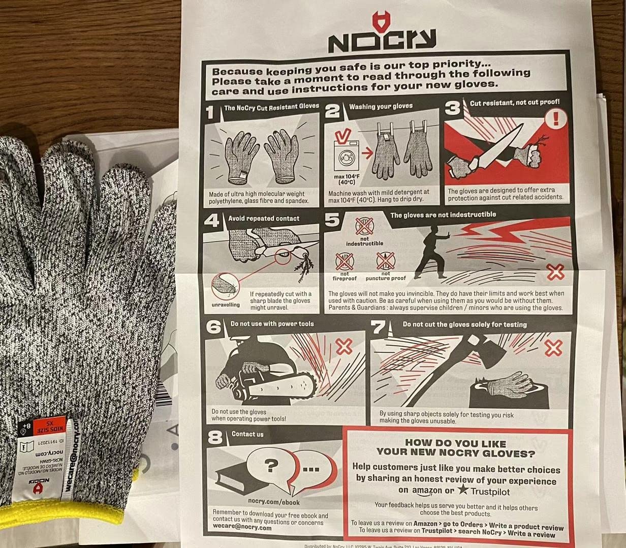 NoCry Kids Cutting Gloves, XS (8-12 Years) — 100% Food Grade and Level 5 Protection — Comfortable and Lightweight, Yet Tough — Ambidextrous — Ideal for Fishing, Wood Carving and Whittling customer photo 1
