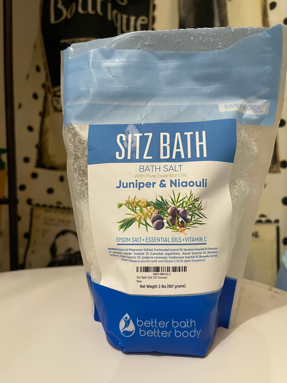 Sitz Bath Soak 2-Lbs Sitz Salt Epsom Salt Hemorrhoid Soathing with Pure Essential Oils in BPA Free Pouch with Press-Lock Seal Made in USA customer photo 2