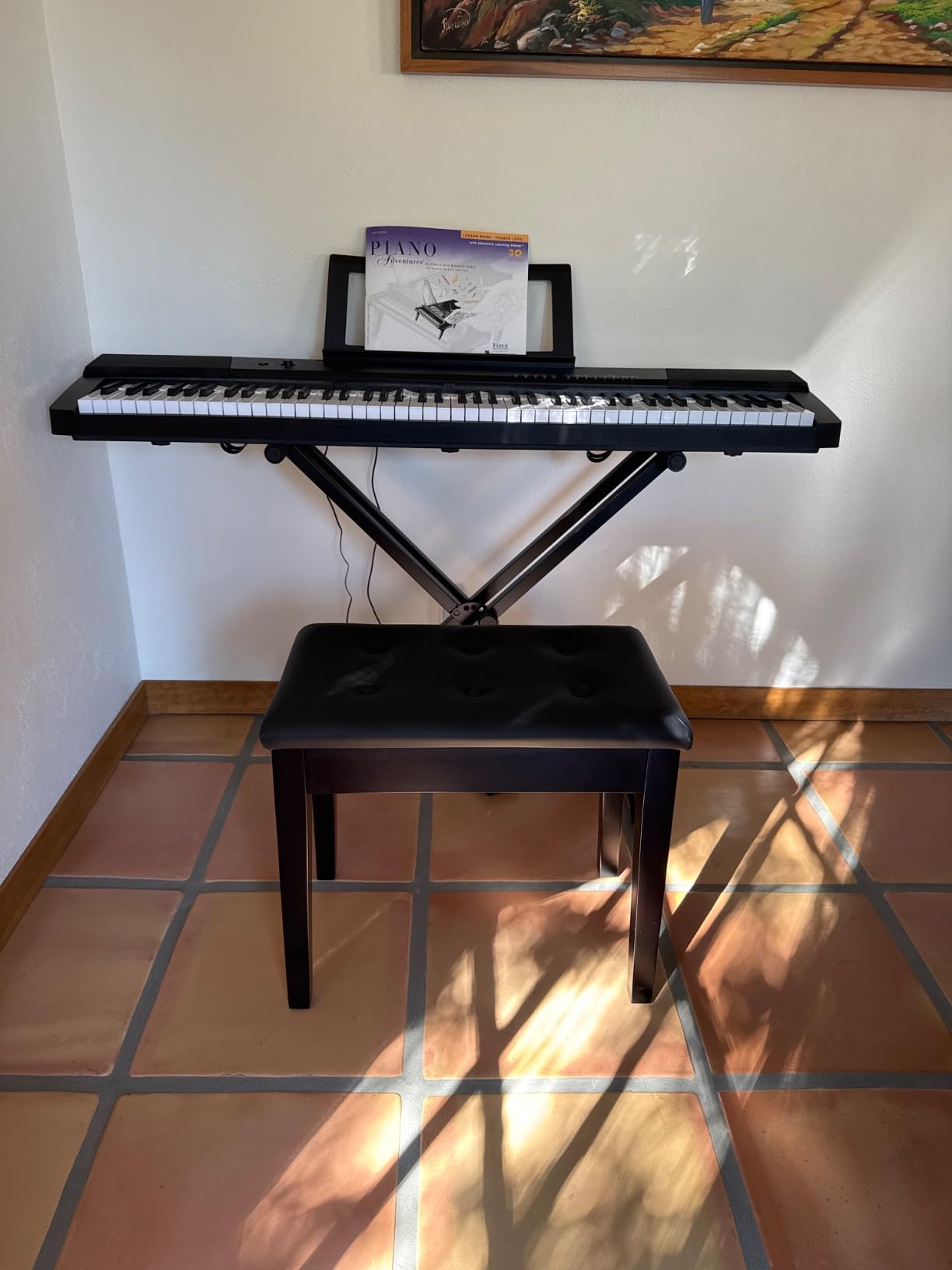 SONGMICS Piano Bench with Padded Cushion and Storage Compartment for Music Books, Vanity Stool, Tufted Wooden Piano Seat, 13.8 x 22 x 19.5 Inches, Black ULPB55H customer photo 1