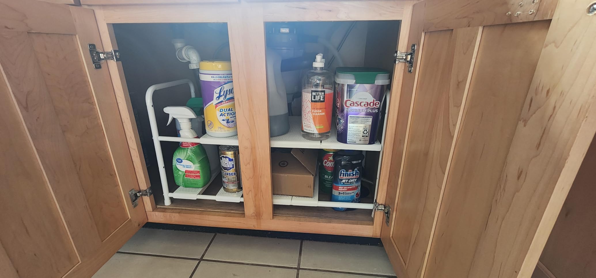 Simple Houseware Under Sink 2-Tier Heavy Duty Expandable Organizer, Silver customer photo 1