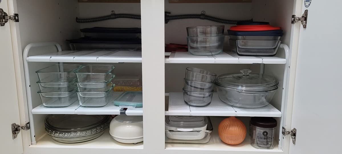Simple Houseware Under Sink 2-Tier Heavy Duty Expandable Organizer, Silver customer photo 2