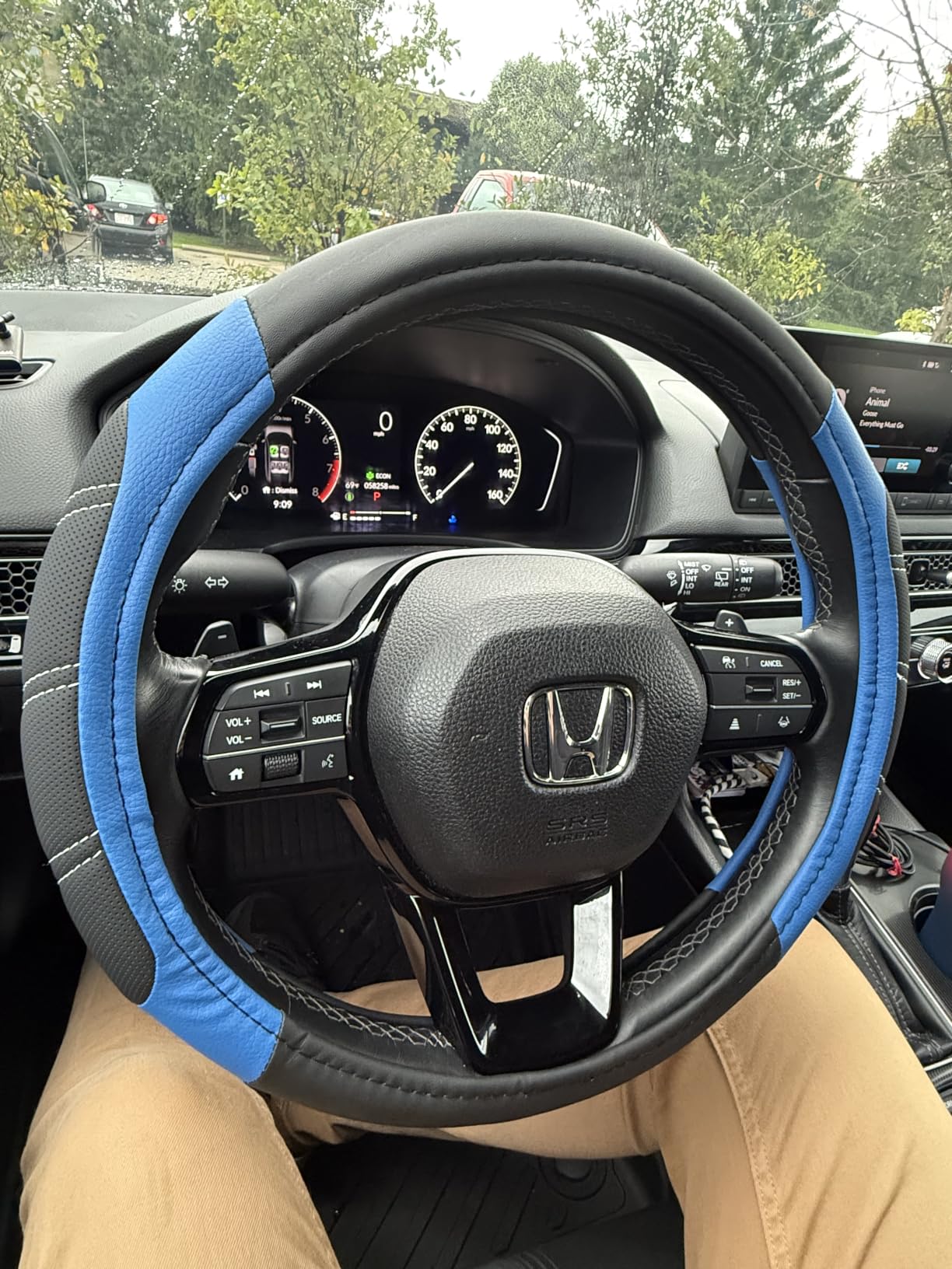 CAR PASS Line Rider Microfiber Leather Sporty Steering Wheel Cover Universal Fits for 95% Truck,SUV,Cars,14.5-15inch Anti-Slip Safety Comfortable Desgin (Black-Blue) customer photo 2