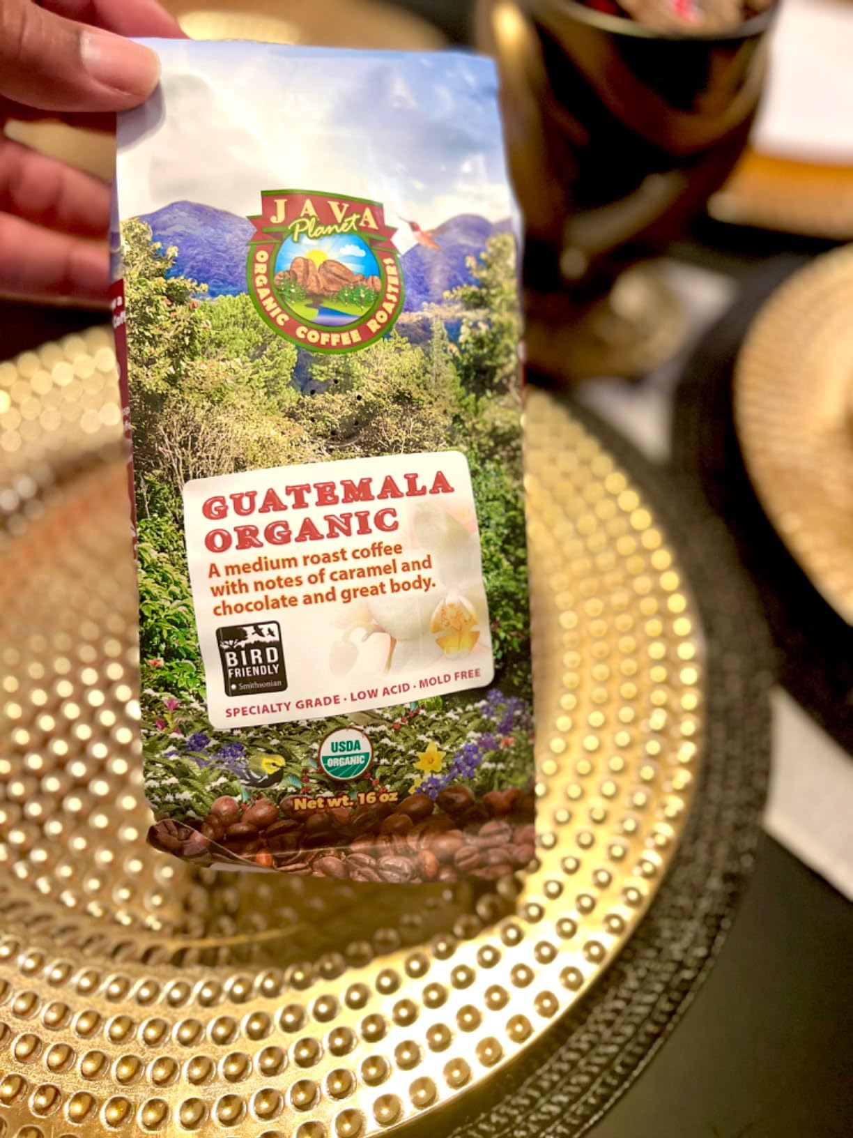 Java Planet Low Acid Organic Guatemalan Coffee Beans, Medium Roast, 16 oz customer photo 1