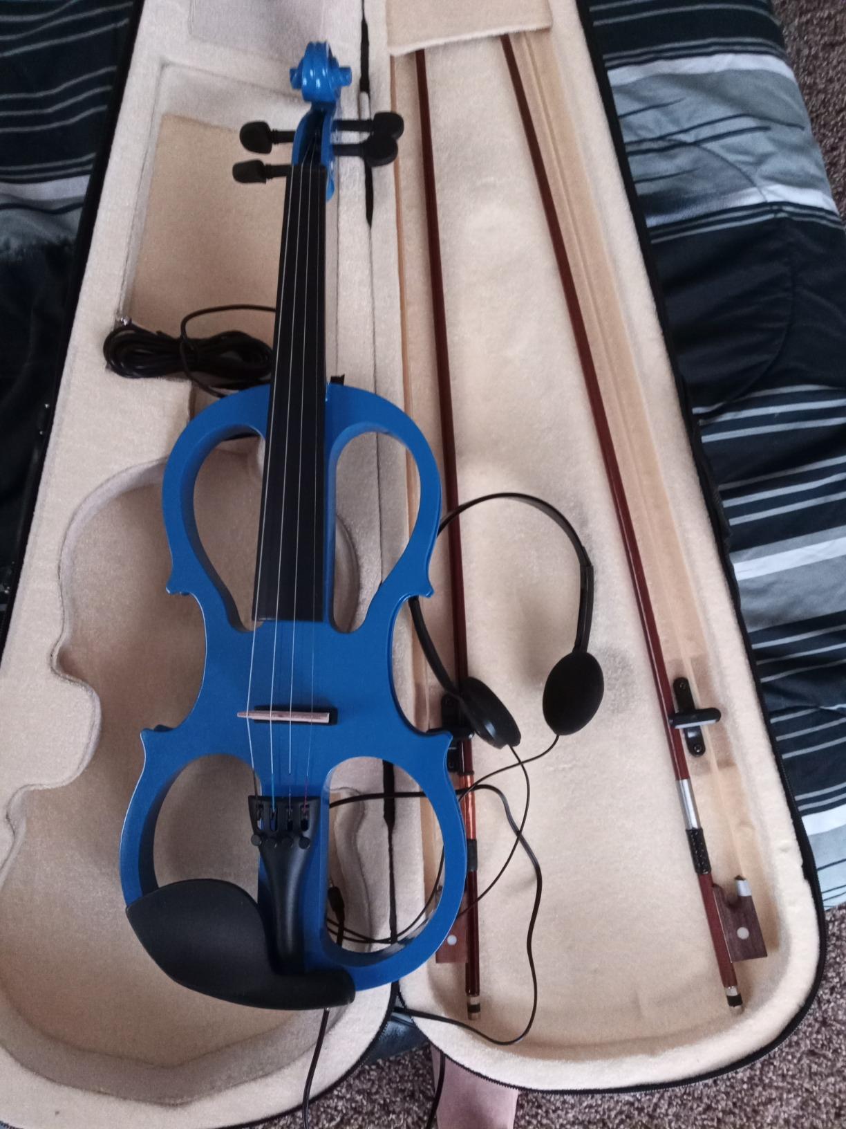 AW 4/4 Electric Violin Full Size Wood Silent Fiddle Stringed Instrument Bow customer photo 2