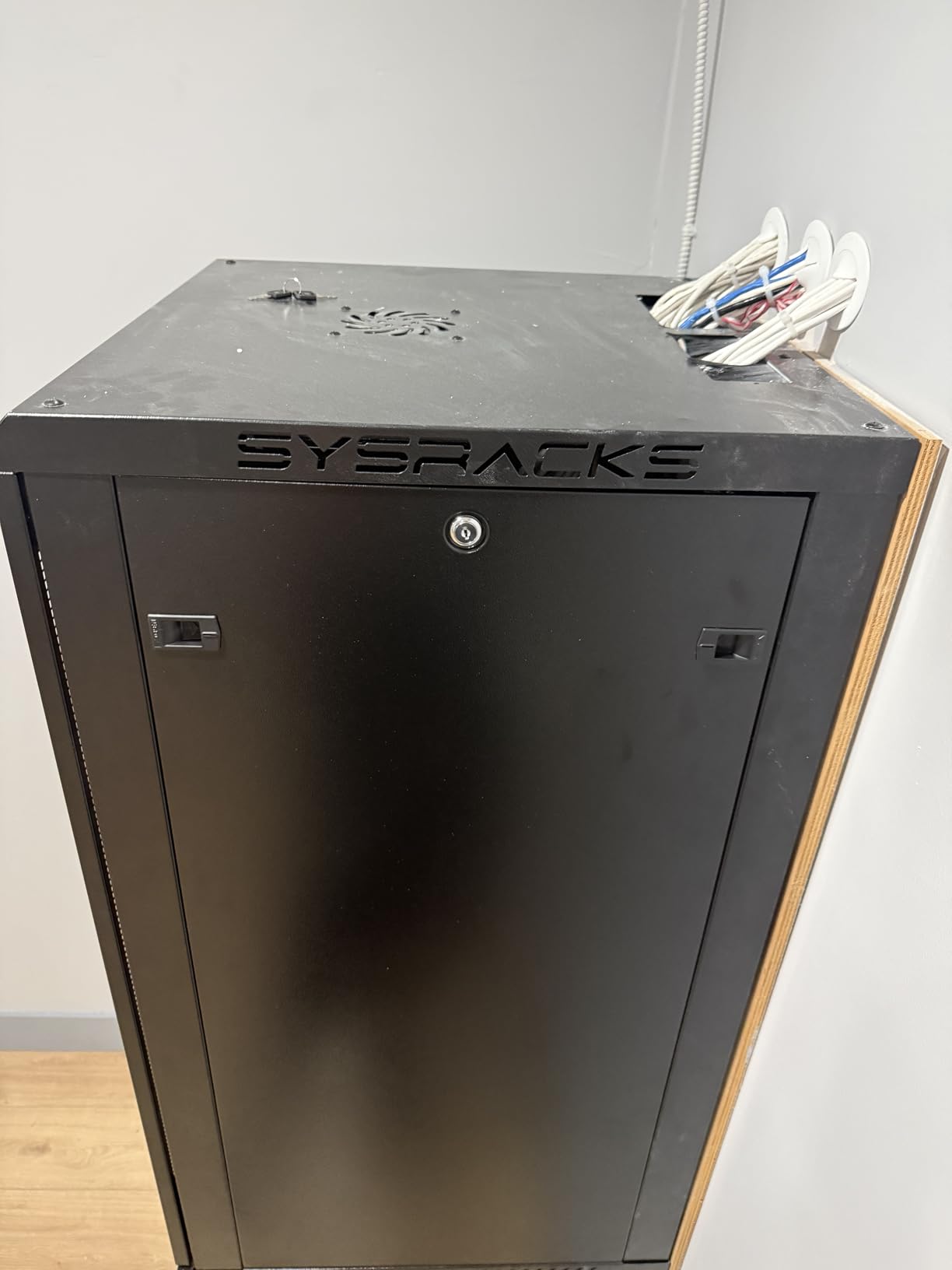 18U Wall Mount Server Rack Cabinet 24” Deep, 19” Network & AV Enclosure for Home Lab with Fan, PDU, 2 Shelves, Locking Glass Door customer photo 2