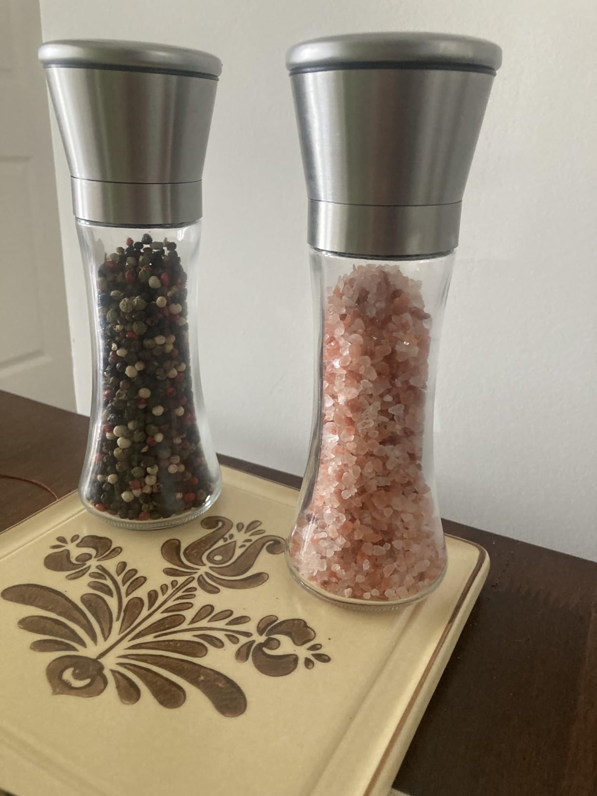 Home EC Premium Stainless Steel Sea Salt and Pepper Grinder Set of 2 - Adjustable Ceramic - Tall Glass Salt and Pepper Shakers - Kitchen Spice Mill W/Funnel & EBook customer photo 2