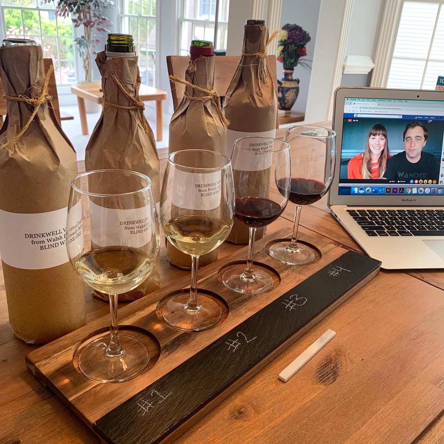 Twine Wine Flight Board with Slate Chalkboard & Acacia Wood Tray, Holds 4 Glasses, Includes Soapstone Chalk, Perfect for Wine Tasting Parties, Housewarming, Hosting Essentials customer photo 1